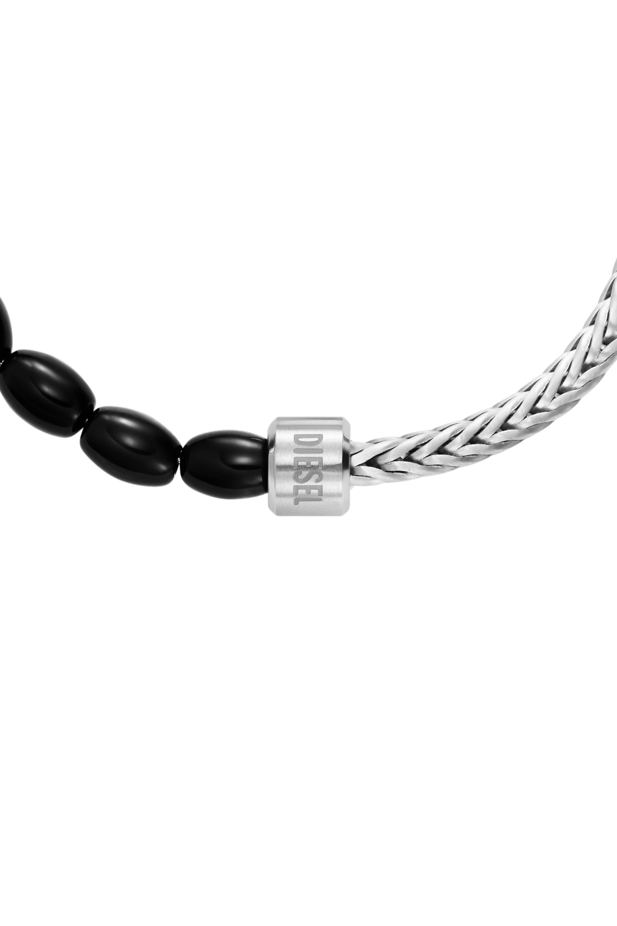 Diesel - DX1714040, Bracelet en perles d&rsquo;agate noire Mixte in Gris argent&eacute; - 3