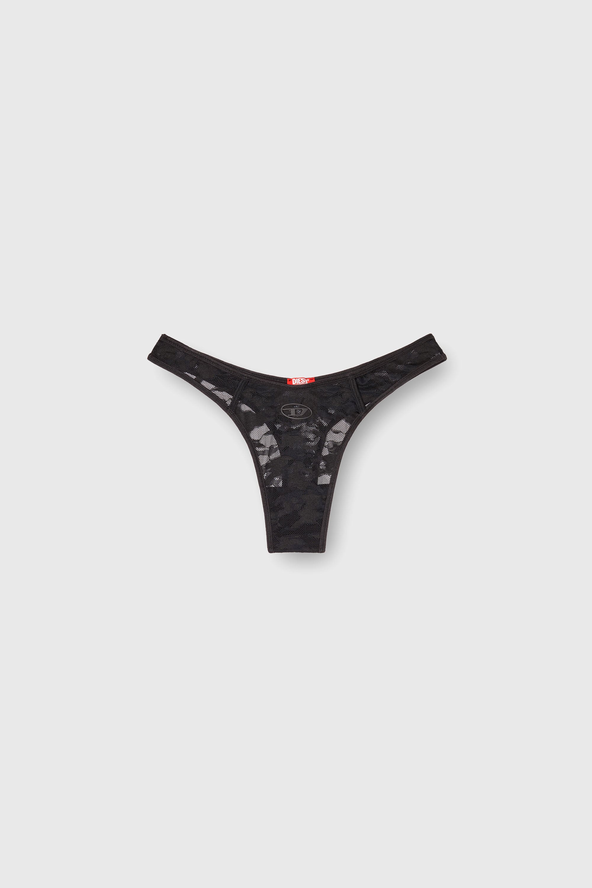 Diesel - MICRO-PUNCHY-UTLT, String en dentelle de nylon avec Oval D Femme in Noir - 2