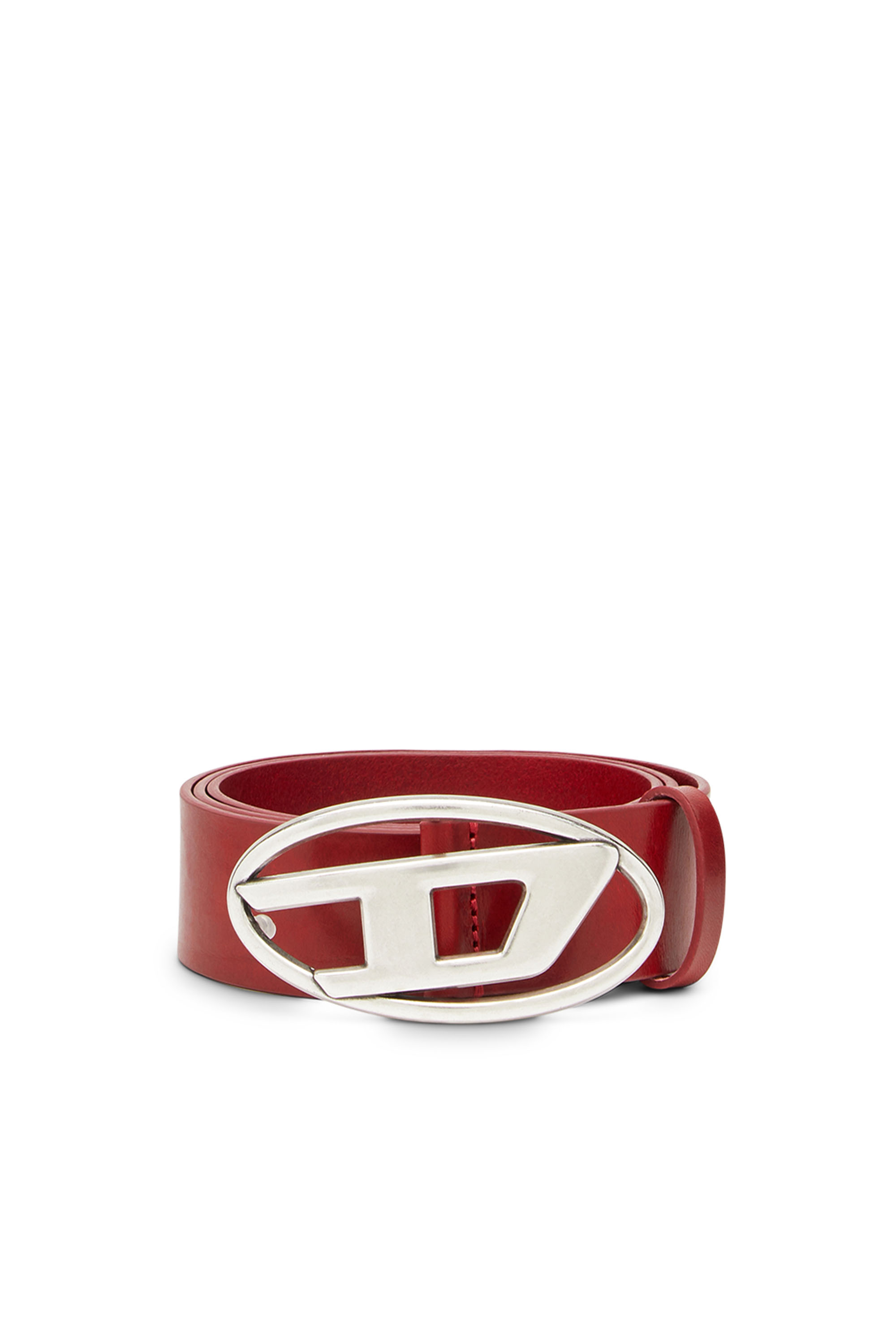 Diesel - B-1DR, Ceinture 3.9 cm en cuir avec boucle D Homme in Rouge - 1