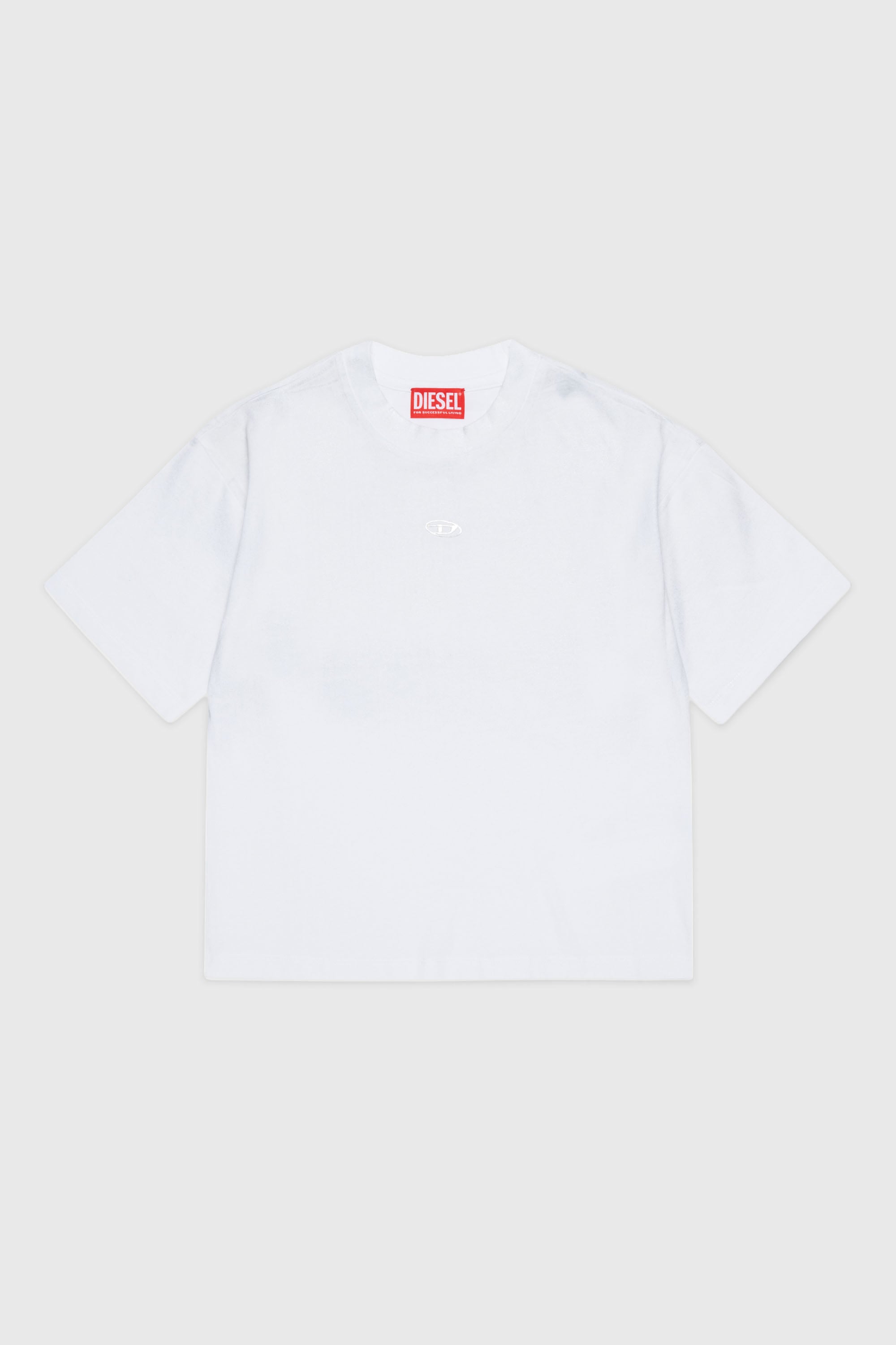 Diesel - TANORMYS2, T-shirt en coton avec broderie ton sur ton Oval D Femme in Blanc - 1