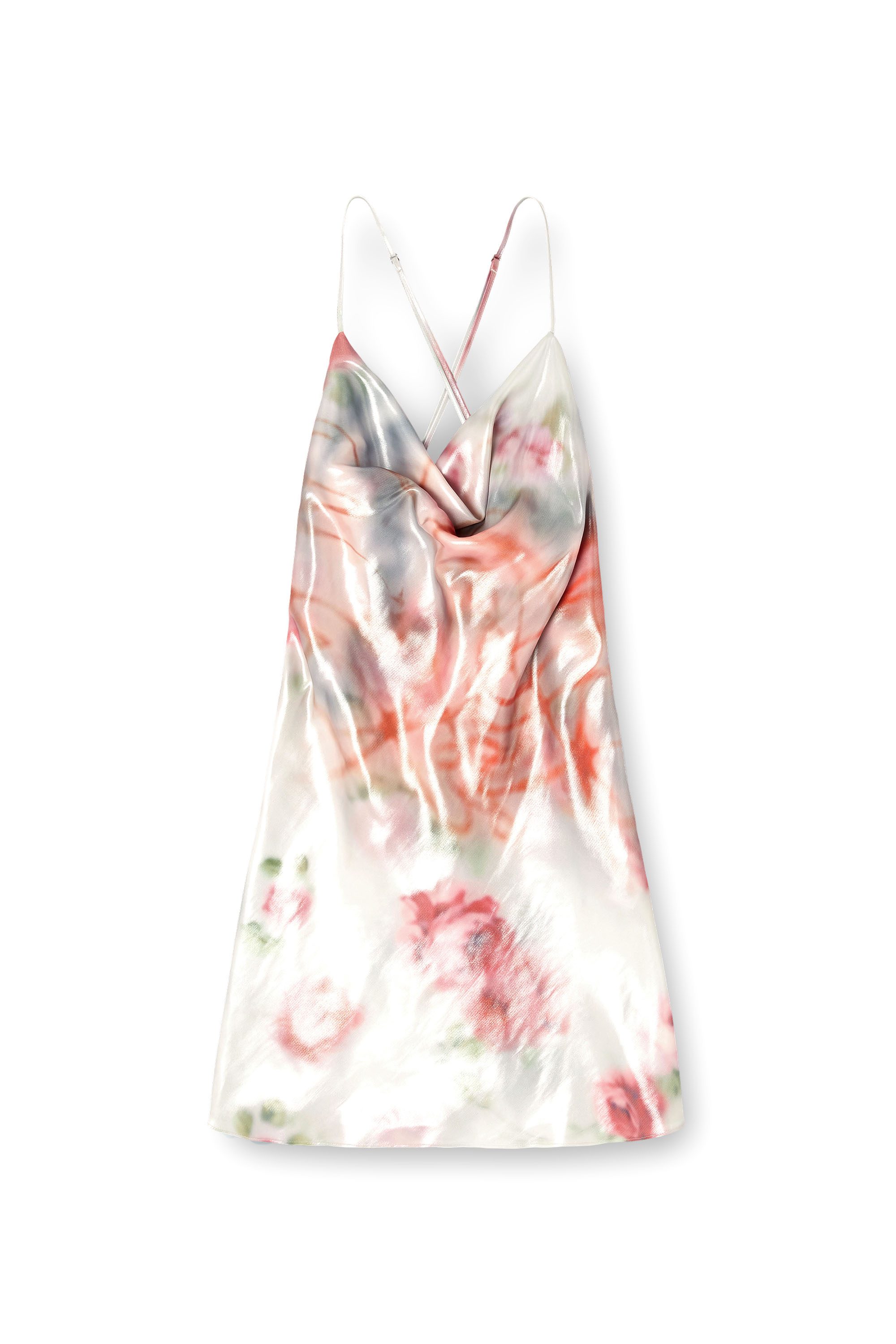 Diesel - D-EBRA-SHORT, Robe courte m&eacute;tallique avec imprim&eacute; de roses floues Femme in Polychrome - 1