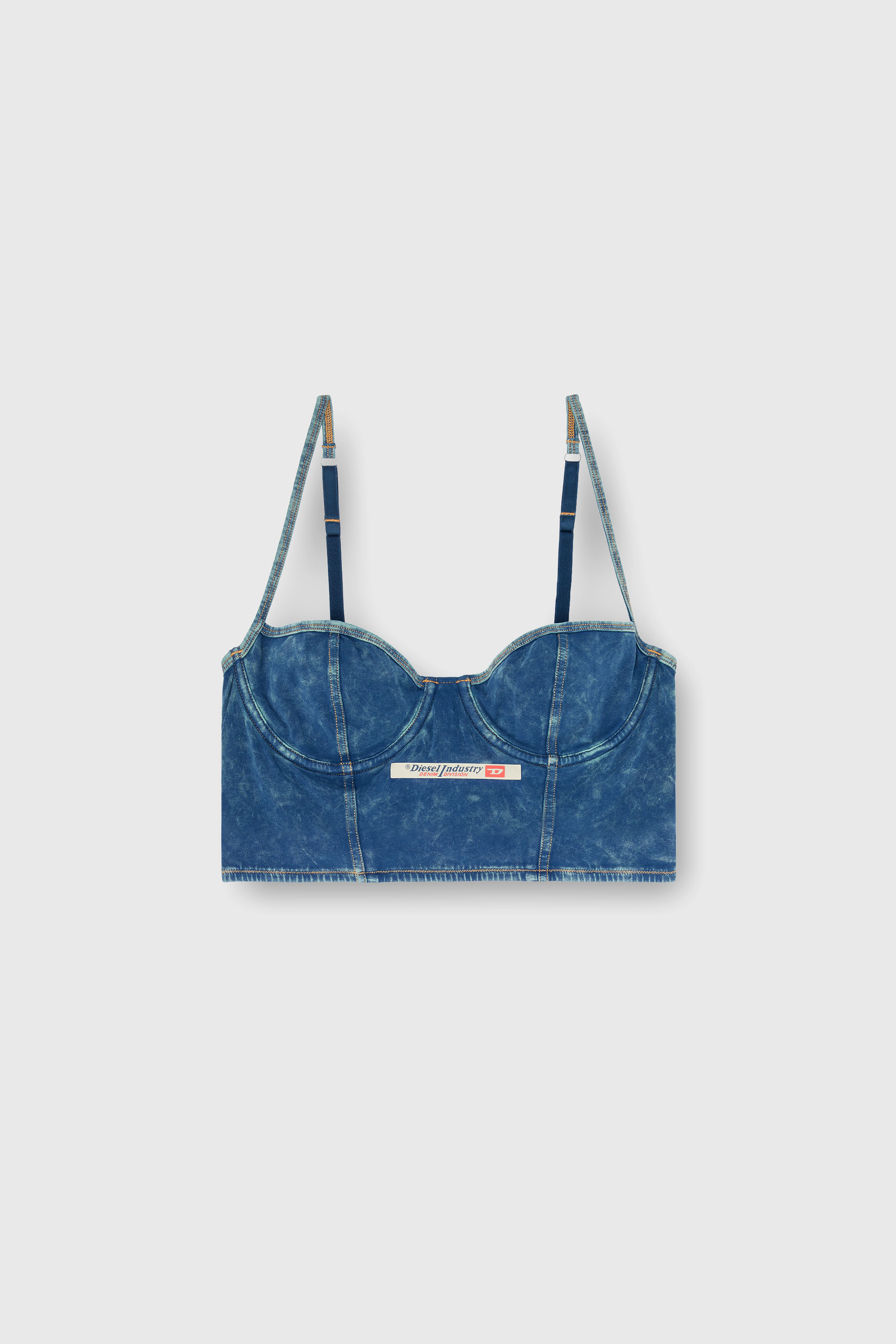 Diesel - SHEILA-DNM, Bustier en coton effet denim Femme in Bleu - 6