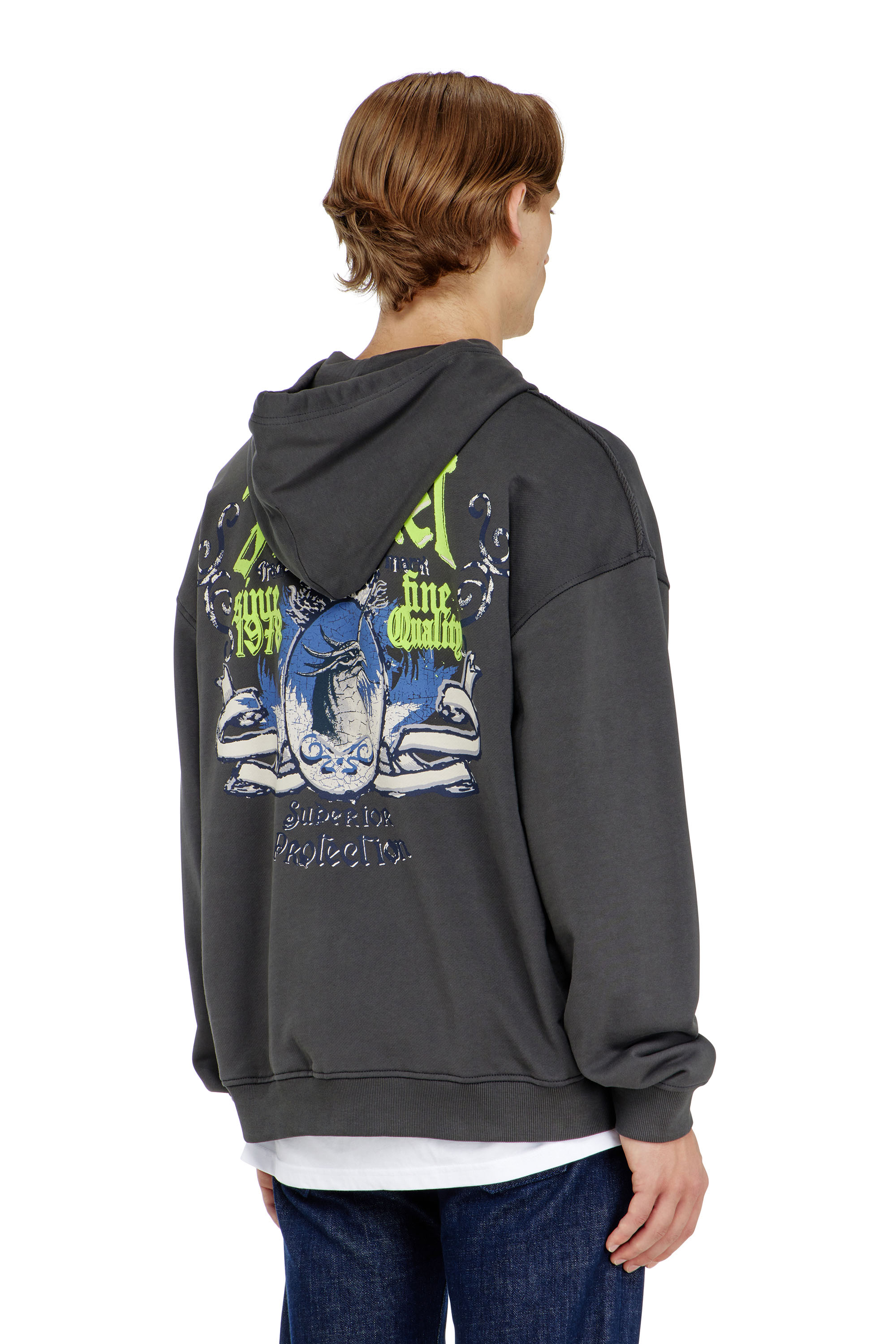 Diesel - S-BOXT-HOOD-AA2, Sweat &agrave; capuche en coton avec graphismes floqu&eacute;s Homme in ToBeDefined - 4