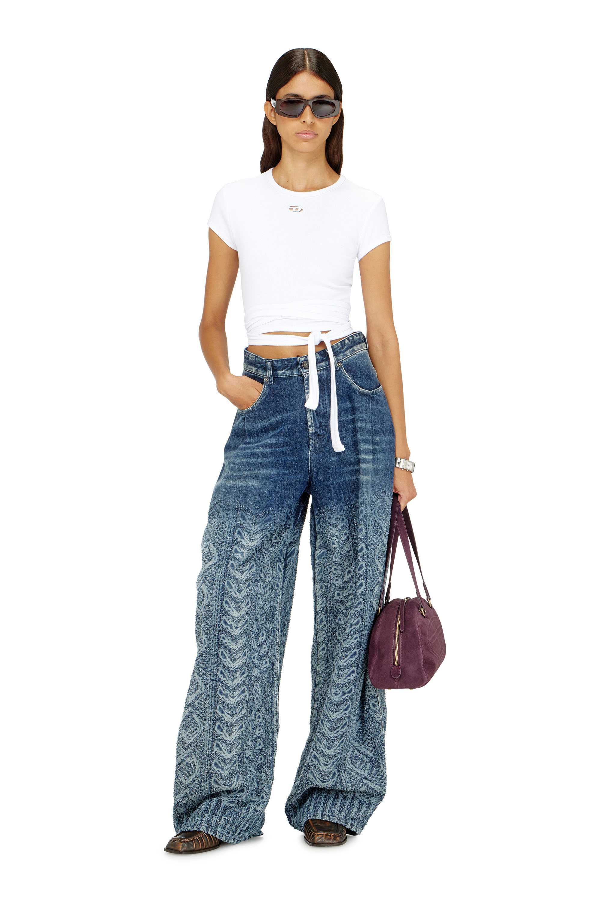Diesel - T-BUNNY-TAIL-S1, Haut c&ocirc;tel&eacute; avec lacets enveloppants Femme in Blanc - 2