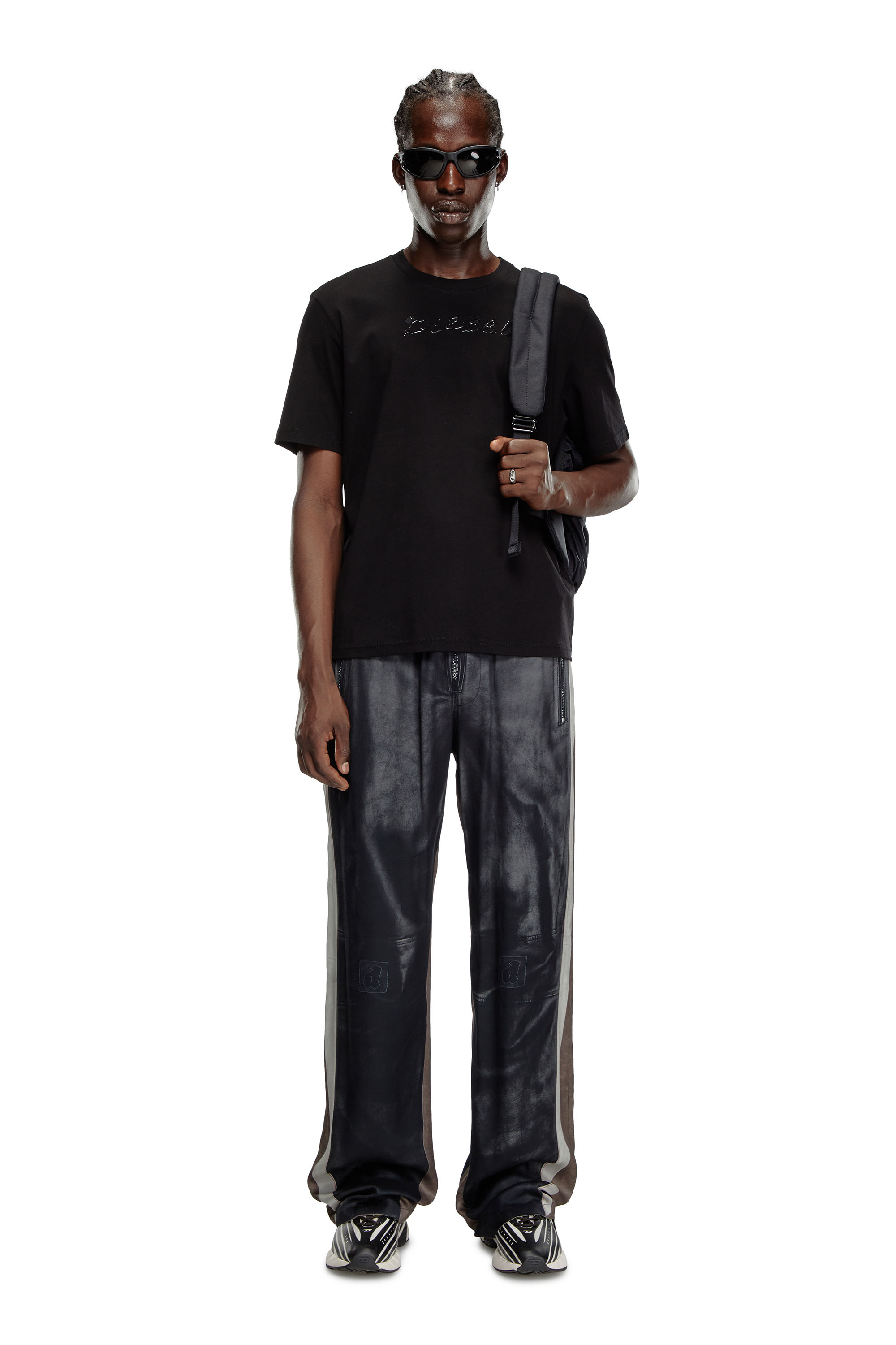 Diesel - T-MADJUST-K2, Man's Mercerised cotton T-shirt with tonal logo in Black - 1