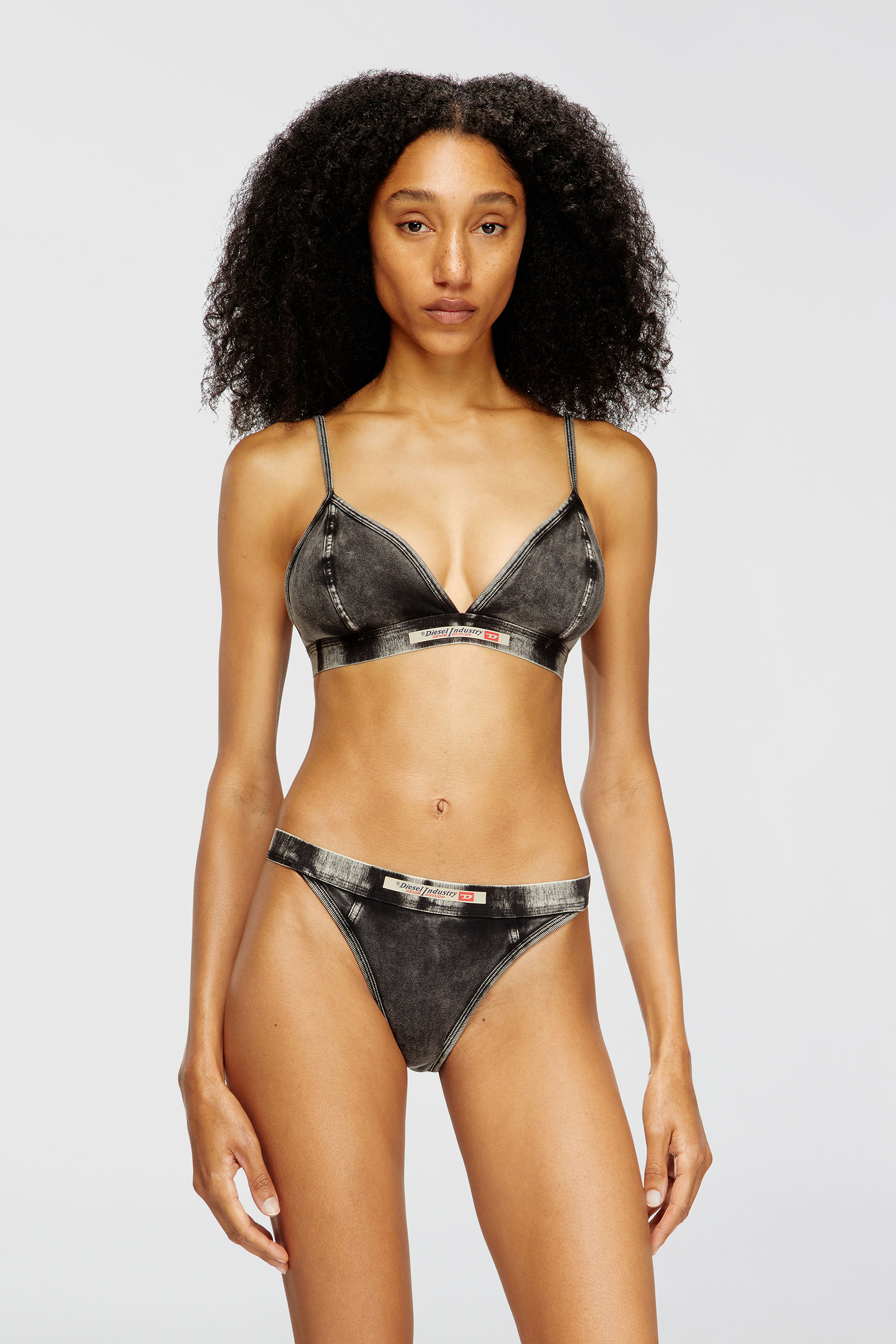 Diesel - SCILLA-DNM, Soutien-gorge triangle effet denim Femme in Gris - 3