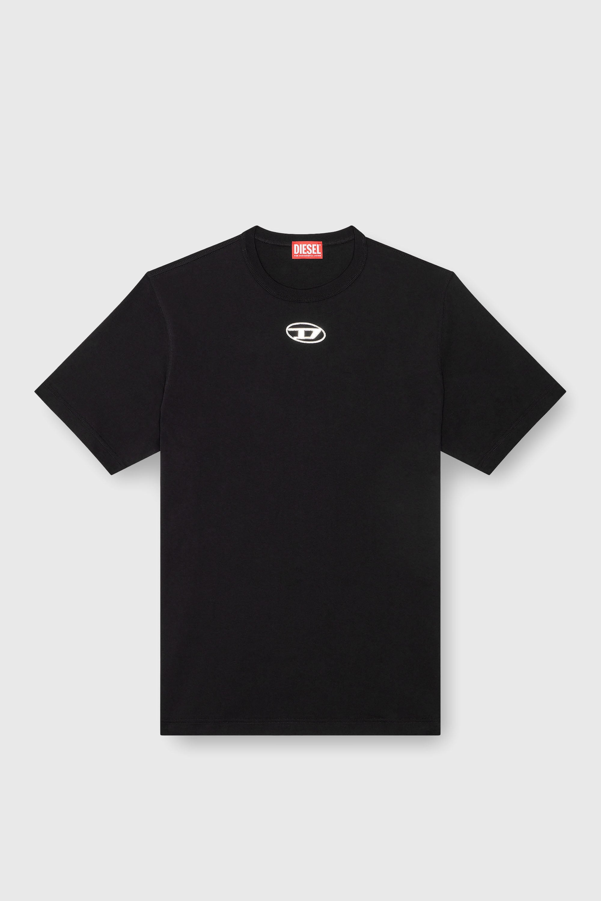 Diesel - T-ADJUST-OD, T-shirt avec logo Oval D m&eacute;tallis&eacute; Homme in Noir - 2