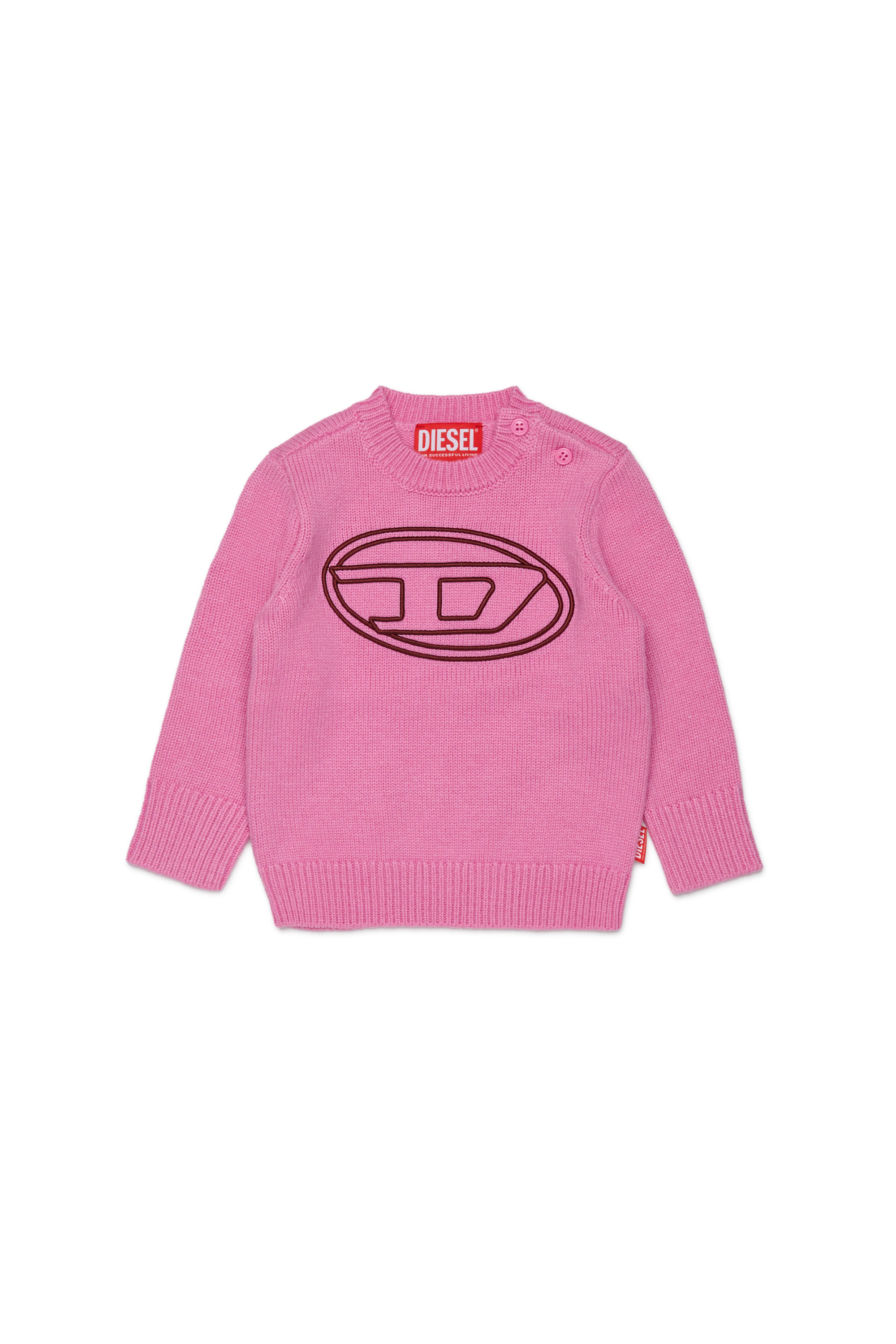 Diesel - KOMYB, Pull enrichi en cachemire avec grand Oval D Homme in Rose - 1