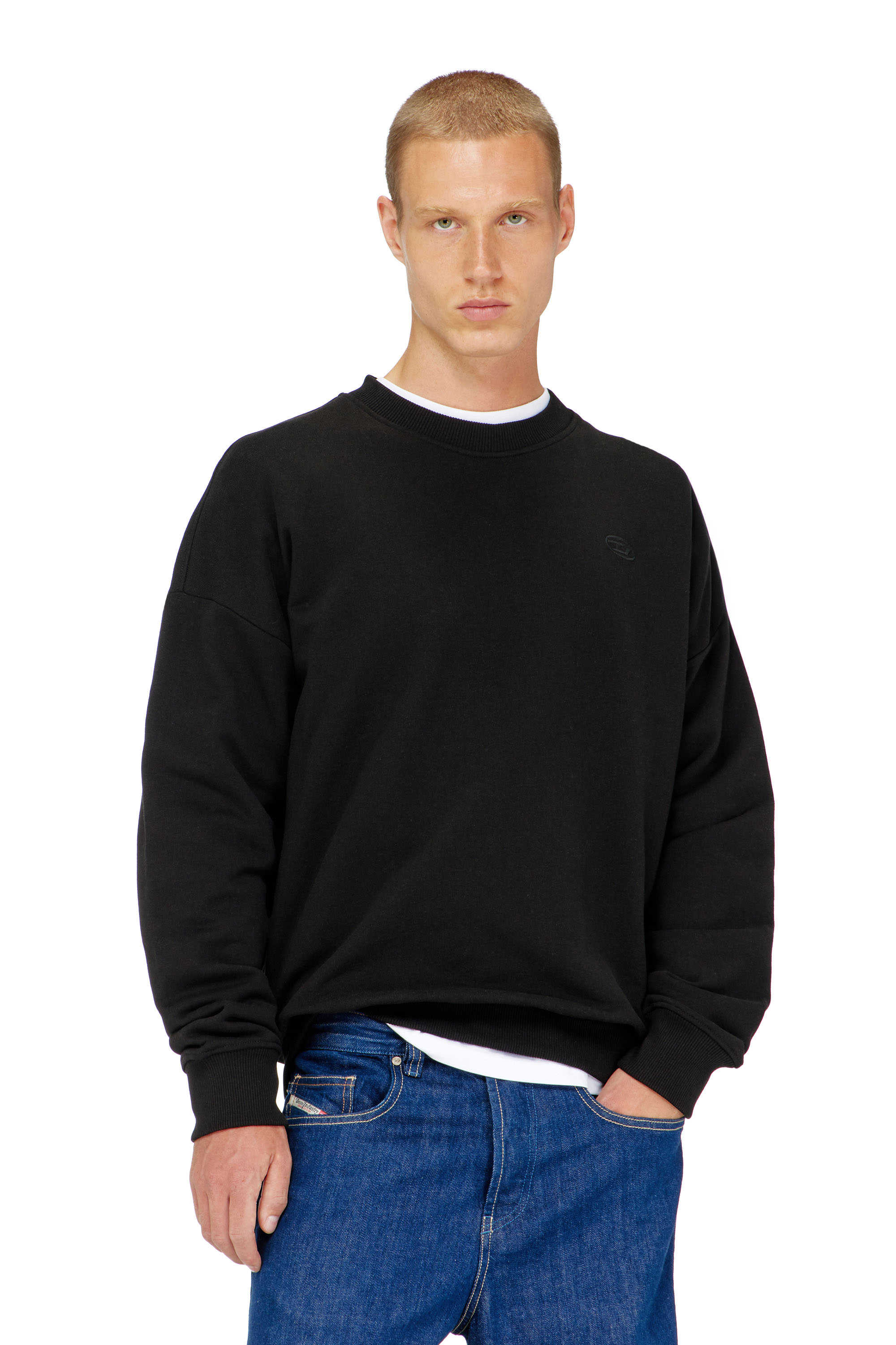 Diesel - S-ROB-MEGOVAL-D, Sweat-shirt avec logo brod&eacute; Homme in Noir - 1