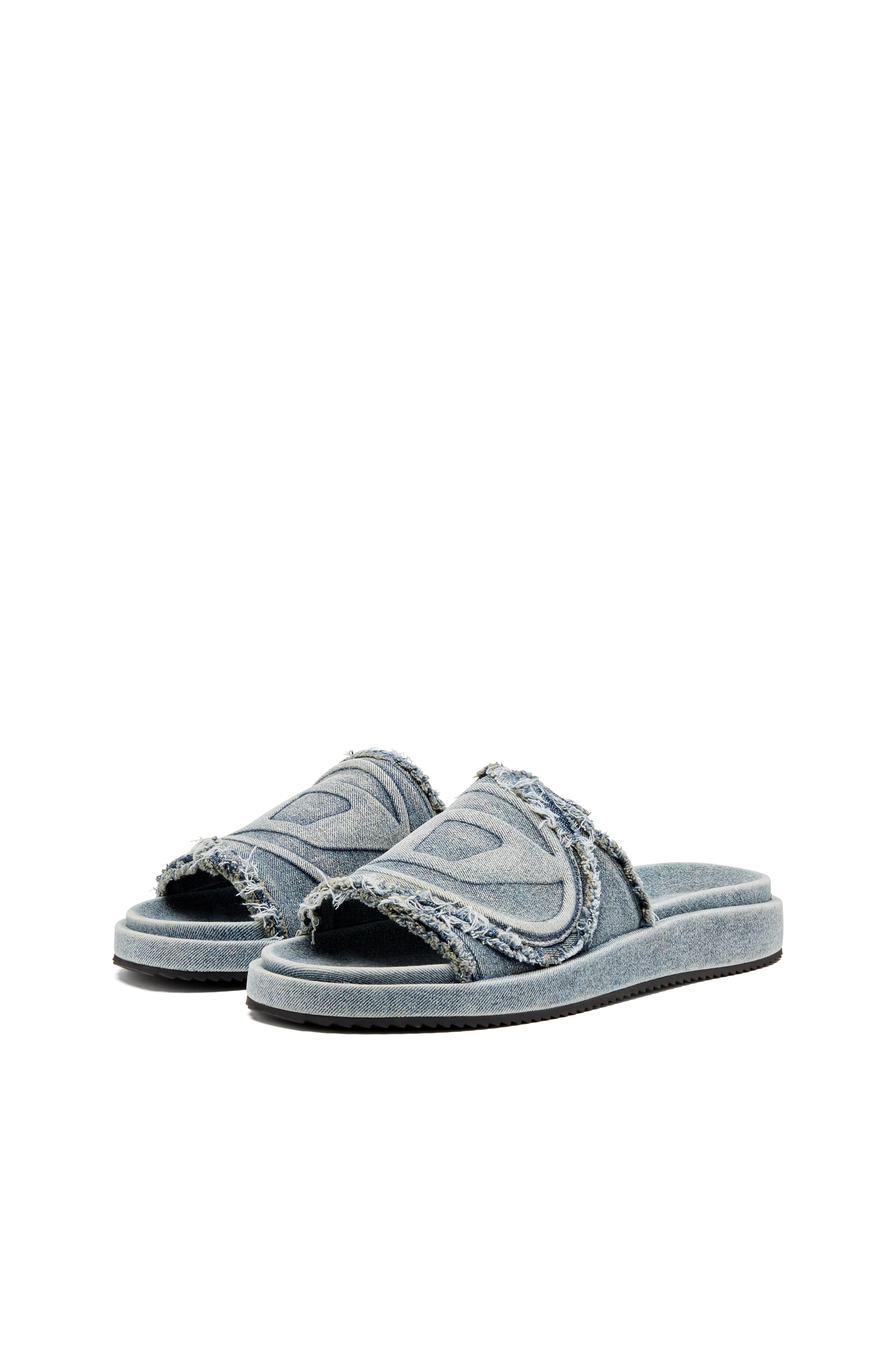 Diesel - SA-SLIDE D OVAL, Sa-Slide D-Claquettes en denim vieilli Mixte in Bleu - 8