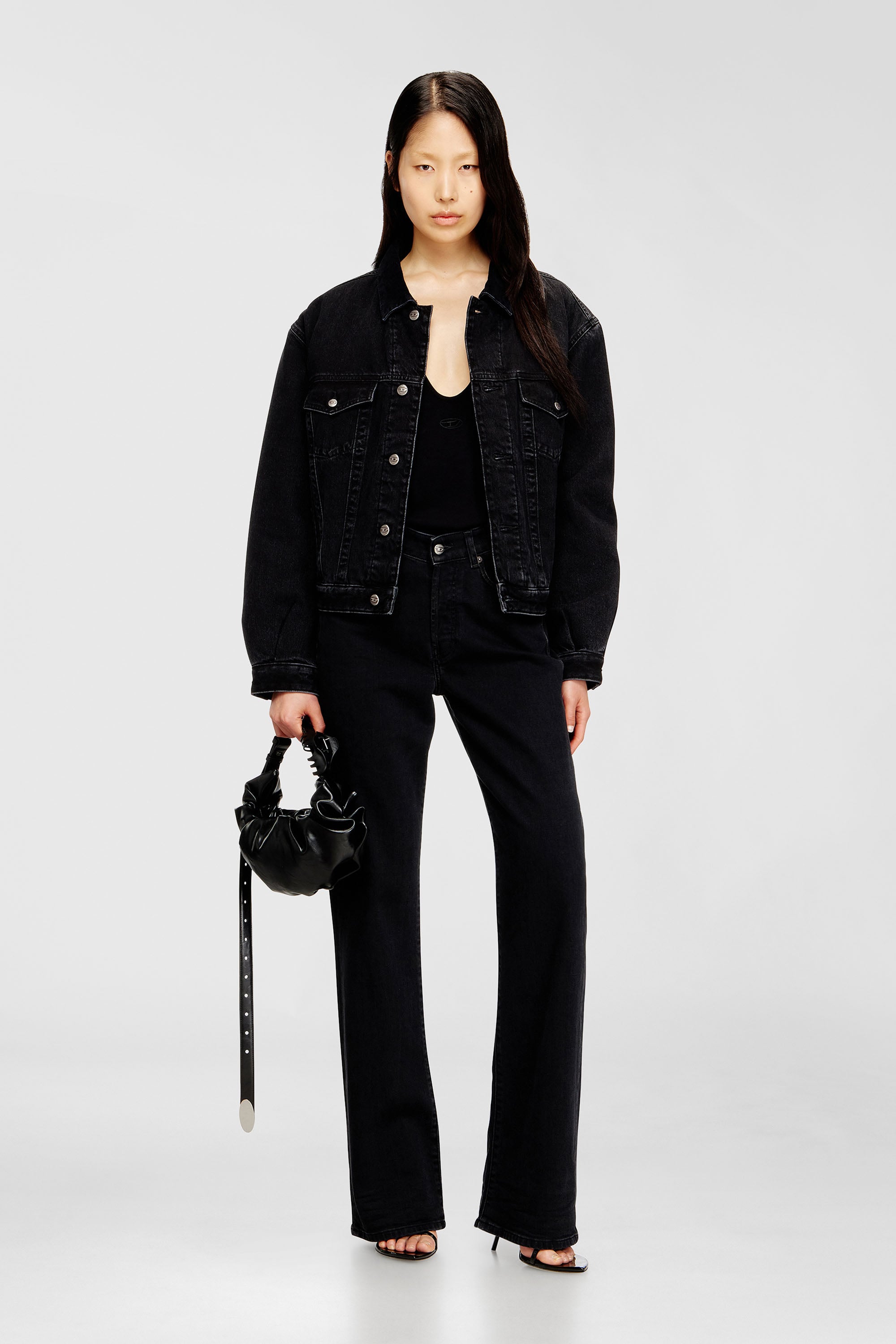 Diesel - D-RANGER-T, Veste rembourr&eacute;e de camionneur en denim Mixte in Noir - 7