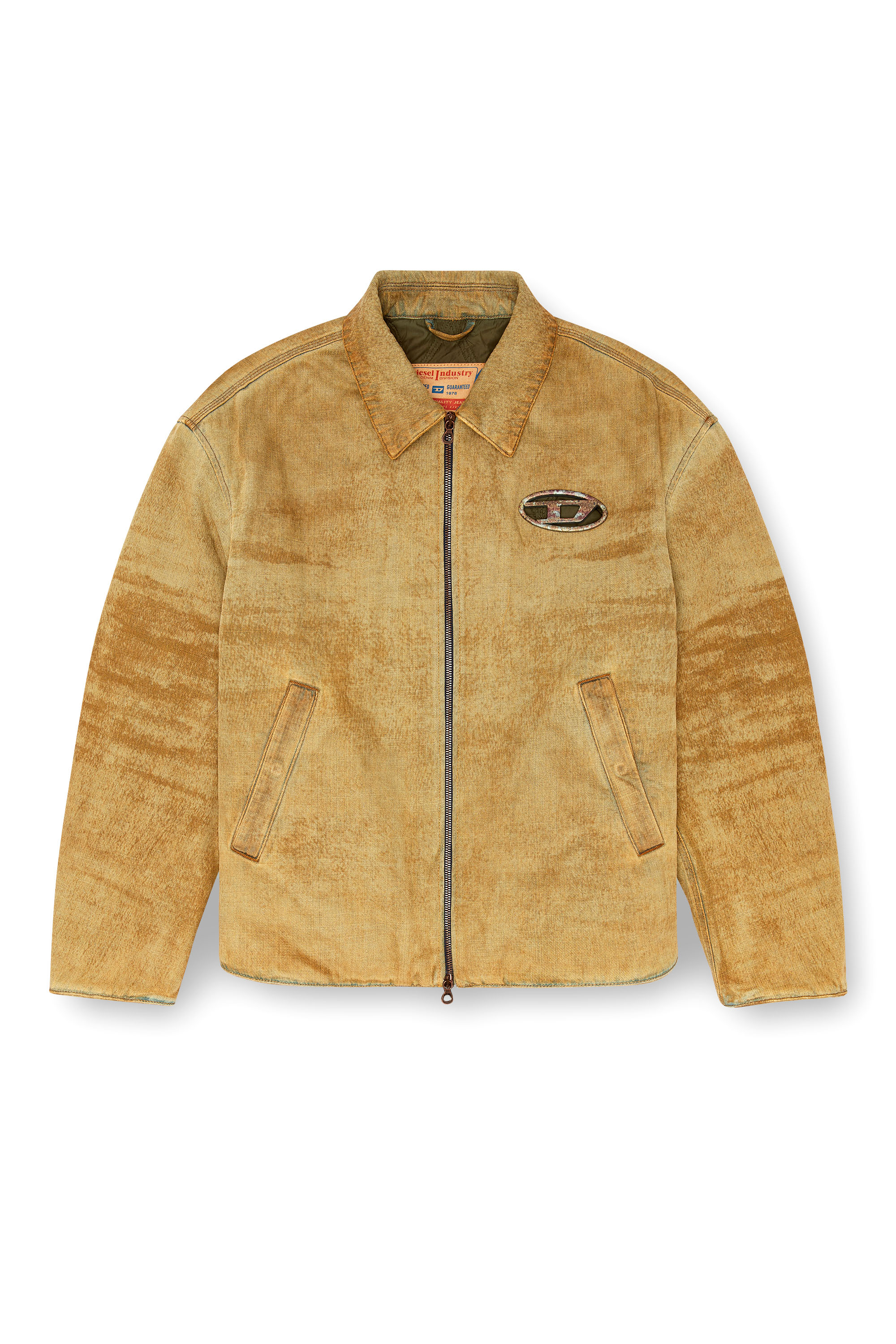 Diesel - D-STACK-FSF, Veste matelassée avec logo effet rouille Homme in Marron - 3