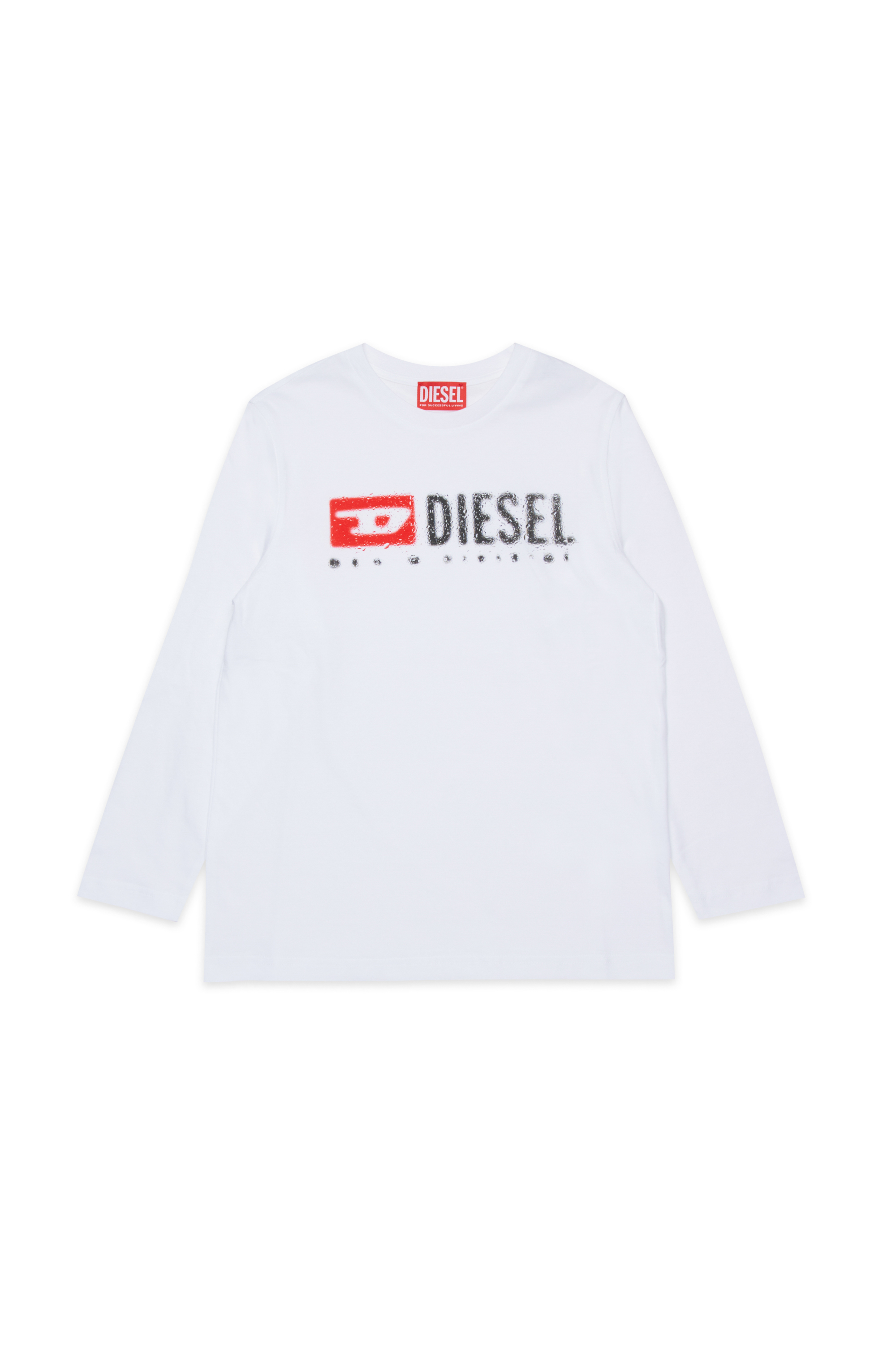 Diesel - TDROPS, T-shirt ras du cou en coton avec logo imprimé Homme in Blanc - 1