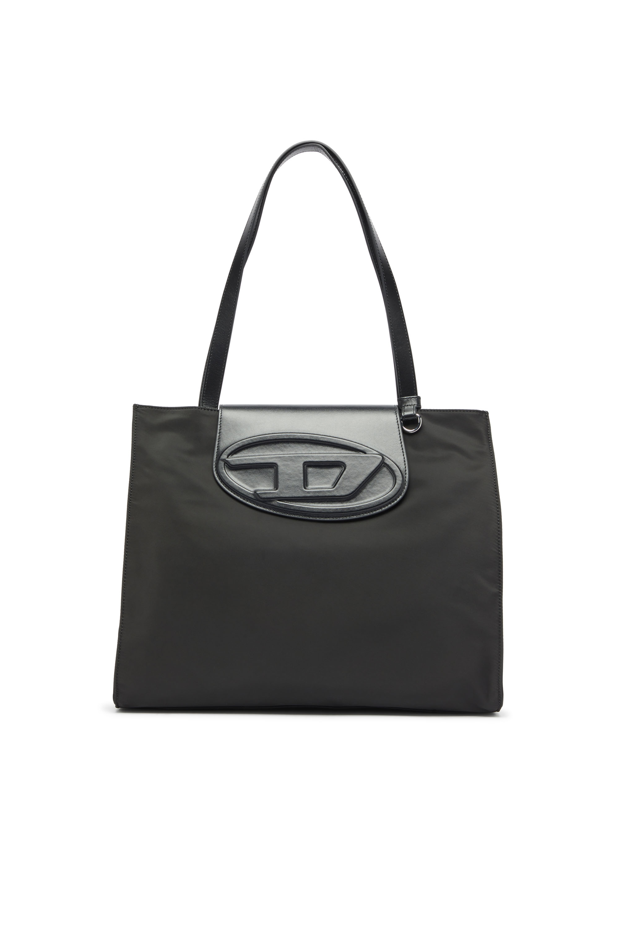 Diesel - 1DR TOTE E/W, 1DR - Sac shopping en nylon avec rabat en cuir Mixte in Noir - 1