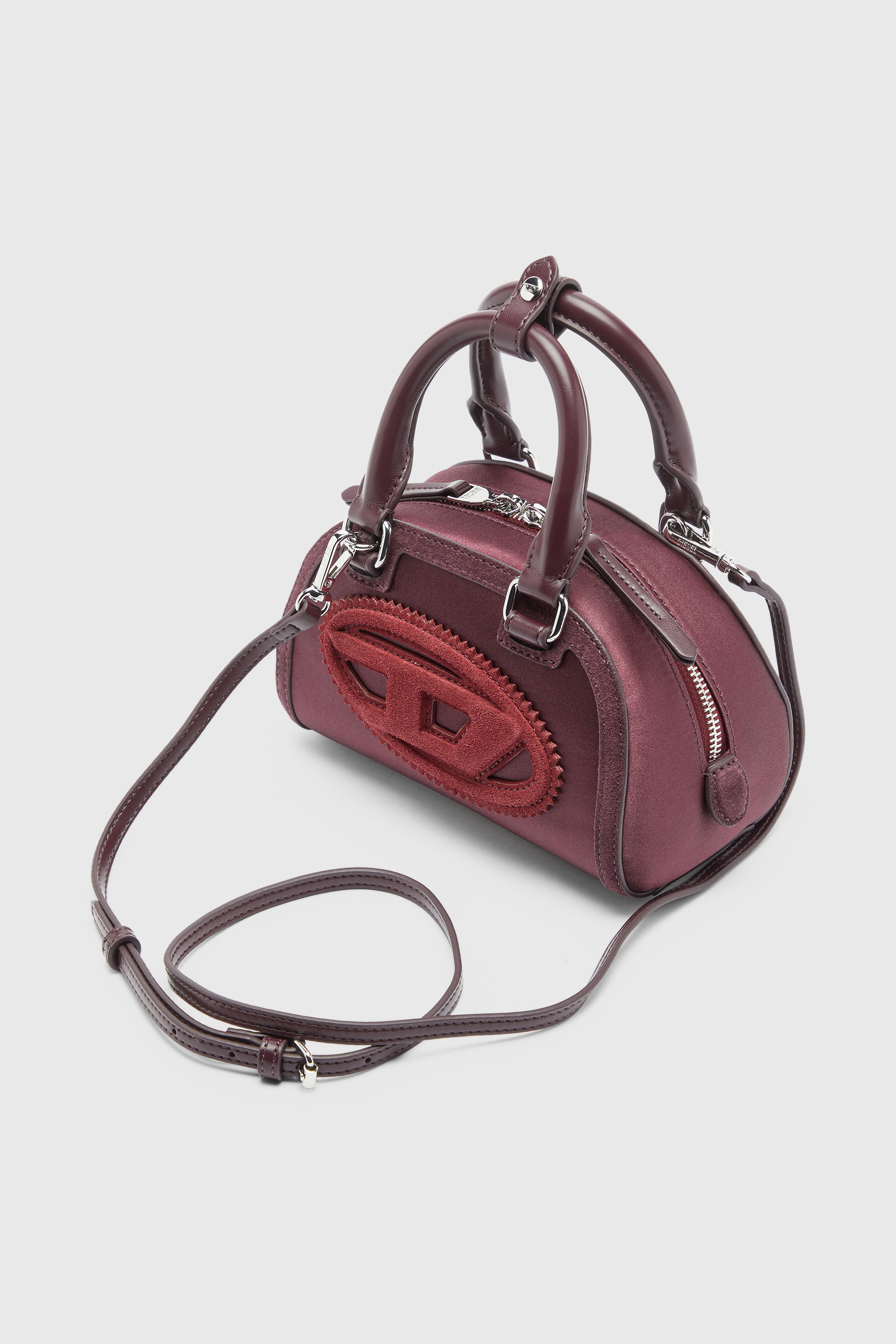 Diesel - 1DR DOME CROSSBODY, 1DR Dome - Petit sac bandouli&egrave;re en satin et su&egrave;de Femme in Rouge - 6