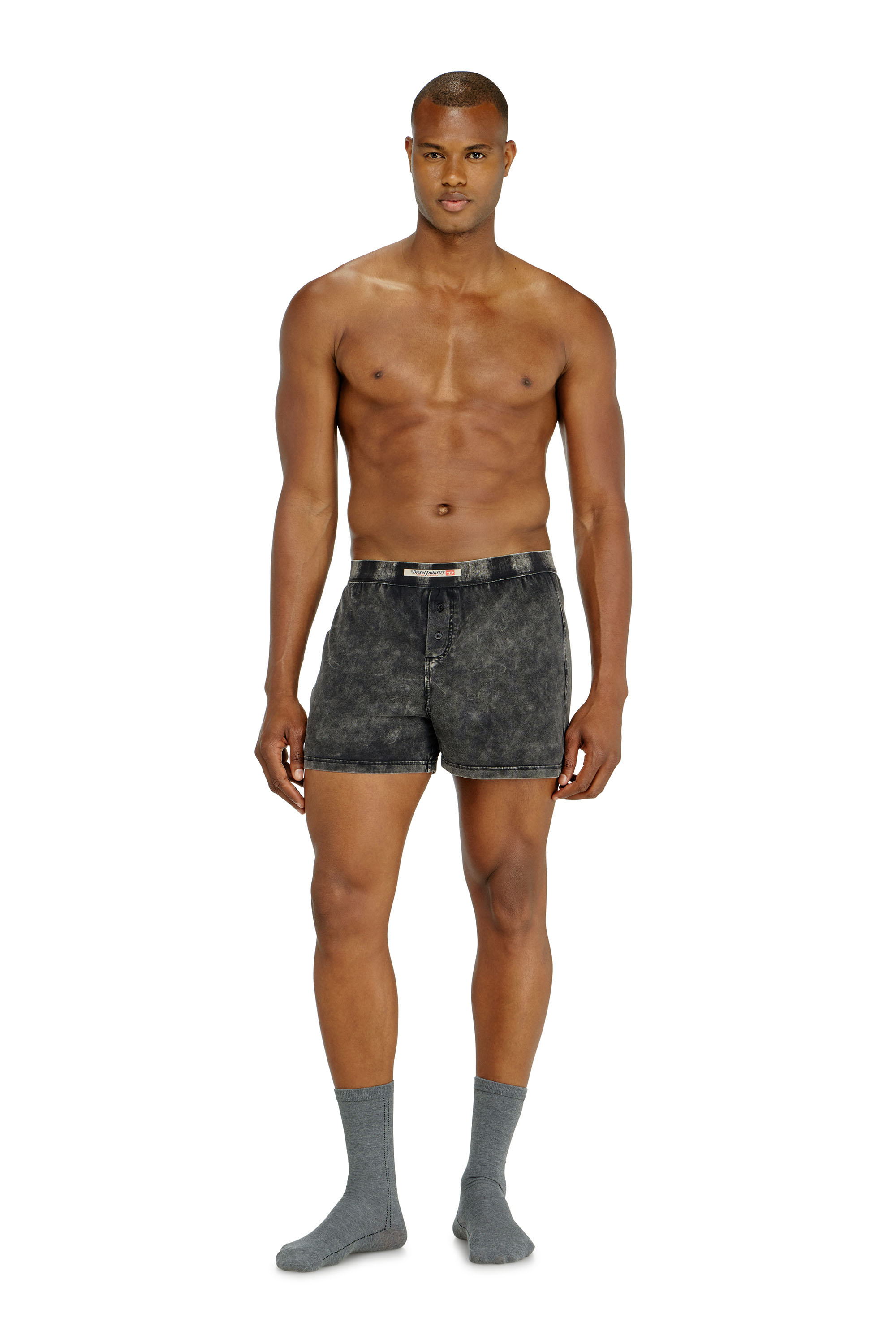 Diesel - STARPER-EL-DNM, Boxer en coton effet denim Homme in Gris - 1