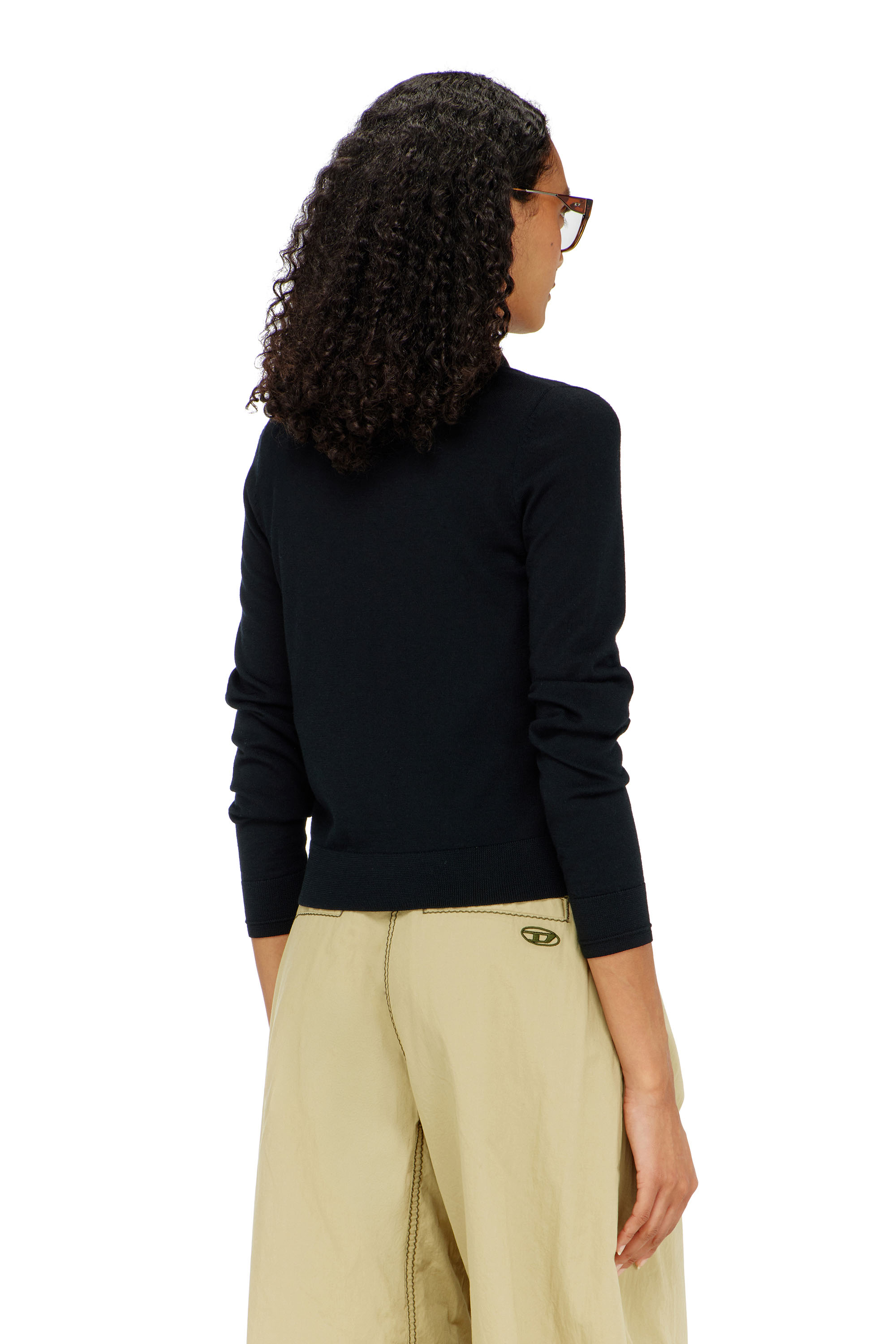 Diesel - M-ALIMA, Cardigan en laine avec logo cut-out Femme in Noir - 4