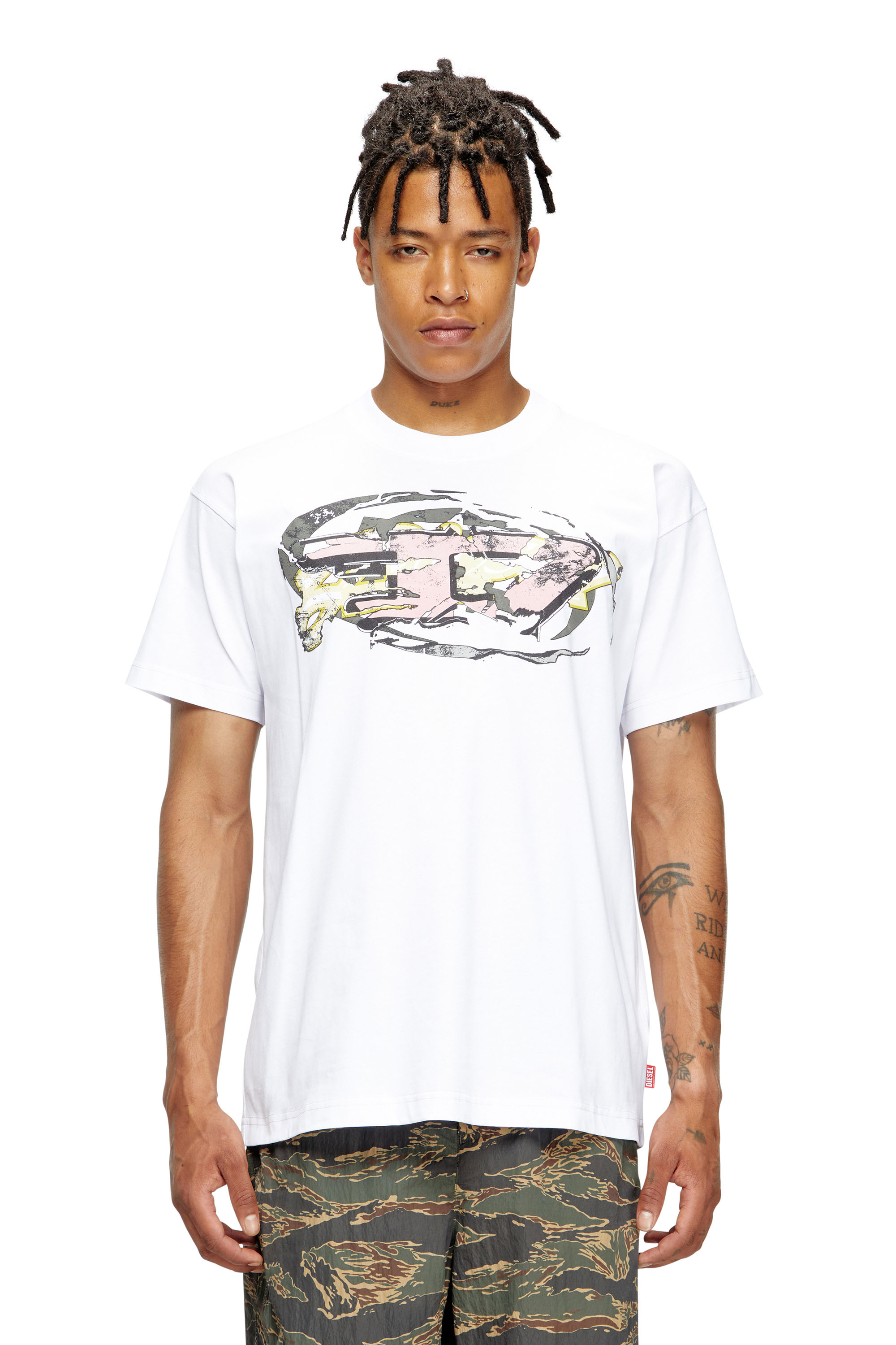 Diesel - T-NORM-T11, T-shirt avec logo Oval D Homme in Blanc - 1