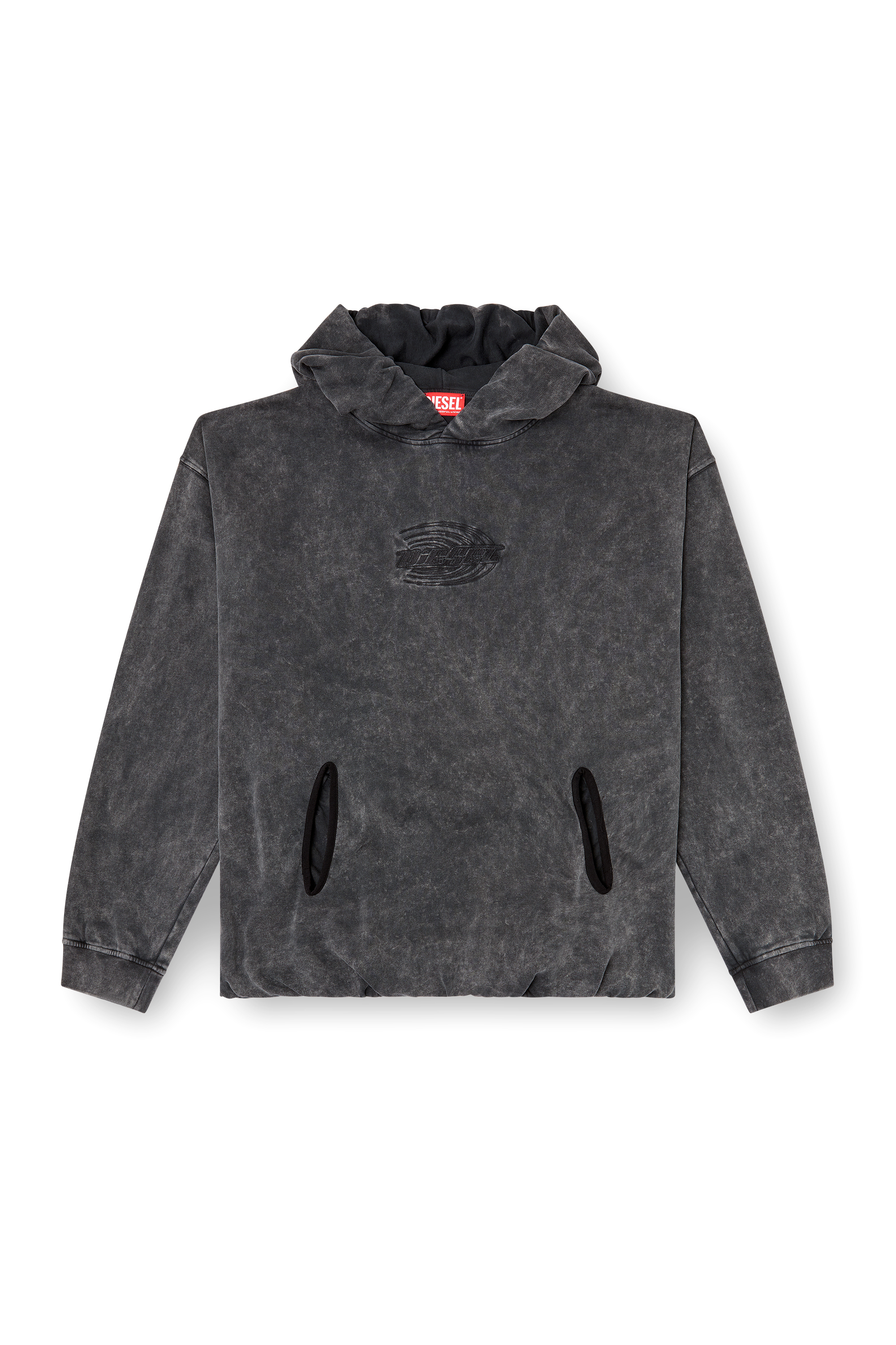 Diesel - S-BOXSTIC-HOOD, Sweat-shirt à capuche froncé et délavé à l'acide Mixte in Gris - 6