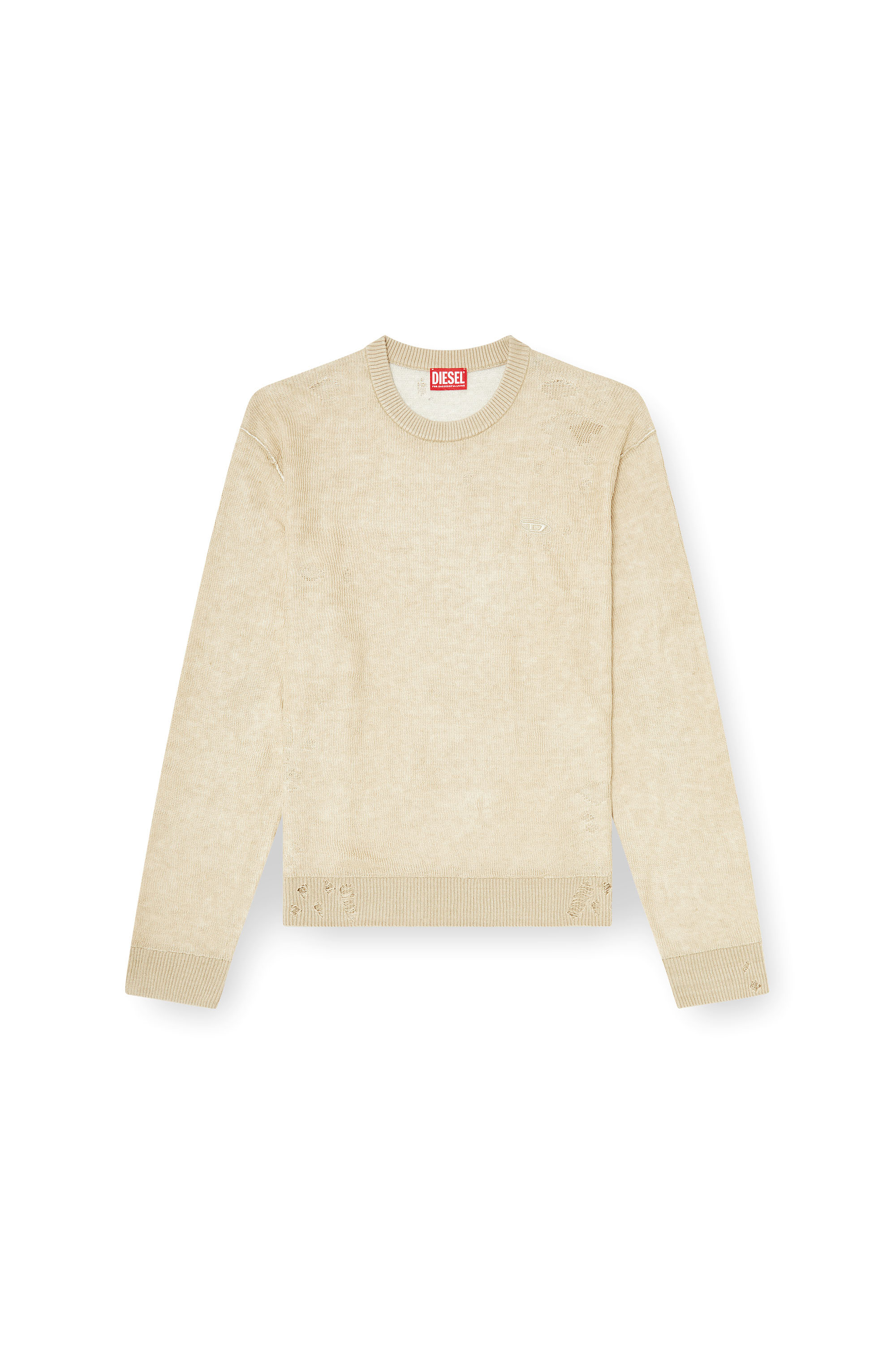 Diesel - K-DAIANAS, Pull en lin d&eacute;truit Homme in Marron - 3