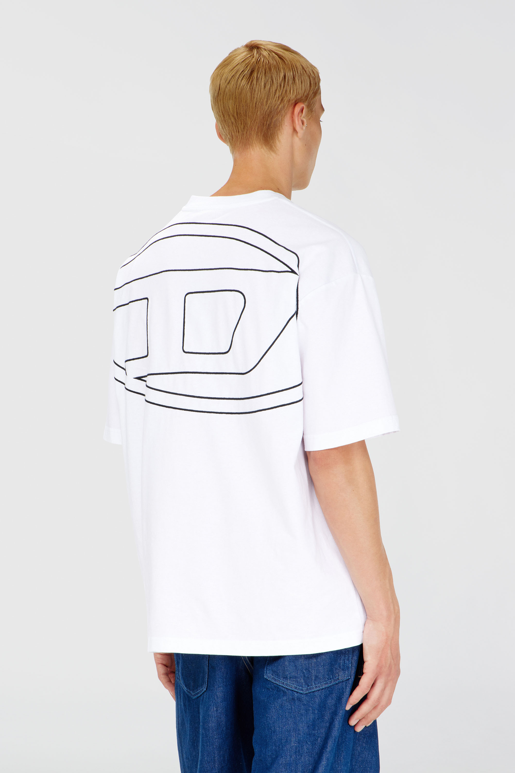 Diesel - T-BOGGY-MEGOVAL-D, T-shirt avec maxi oval D brod&eacute; Homme in Blanc - 4