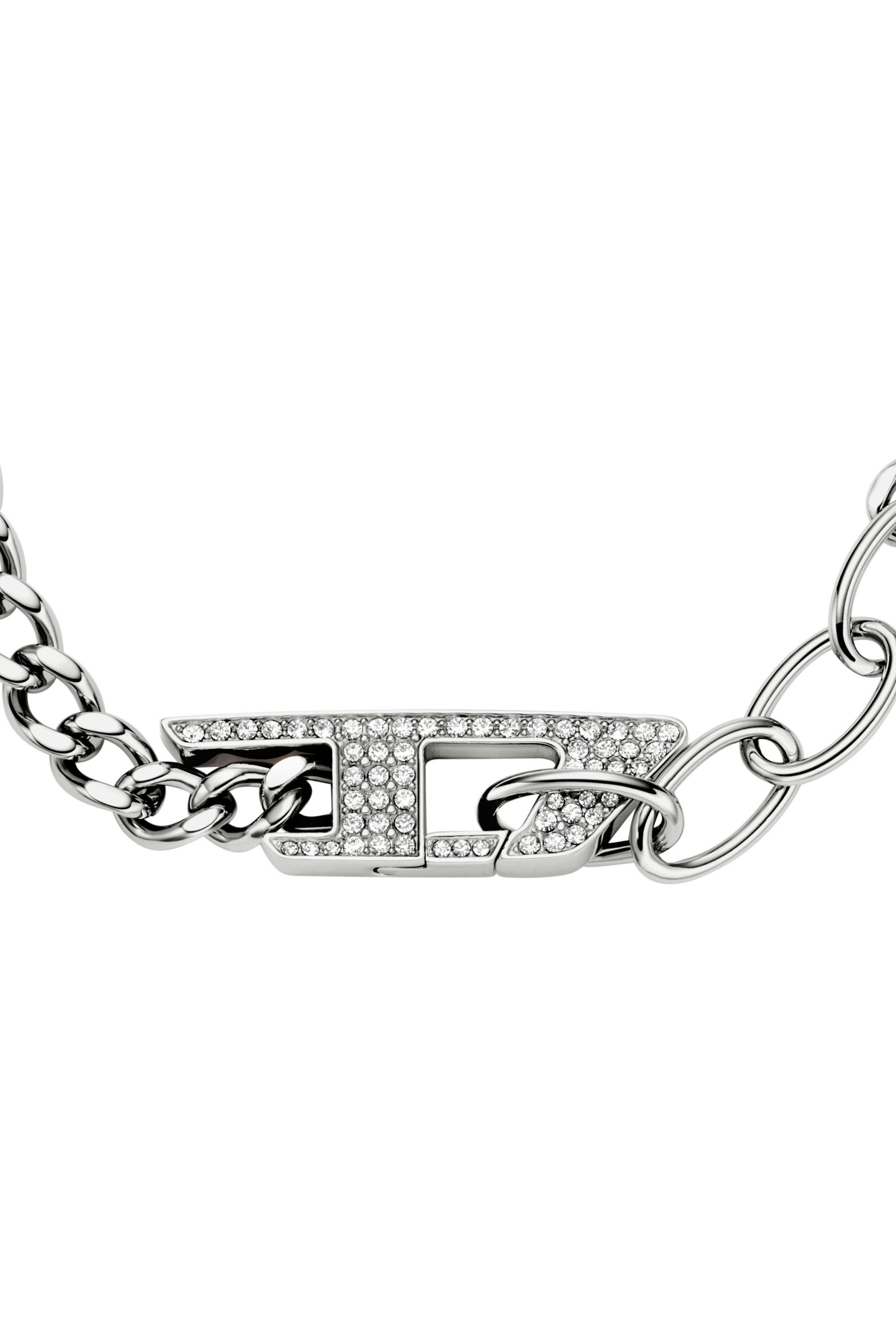 Diesel - DX1627040 JEWELLERY, Bracelet chaîne en acier inoxydable avec effet scintillant Mixte in Gris argenté - 2
