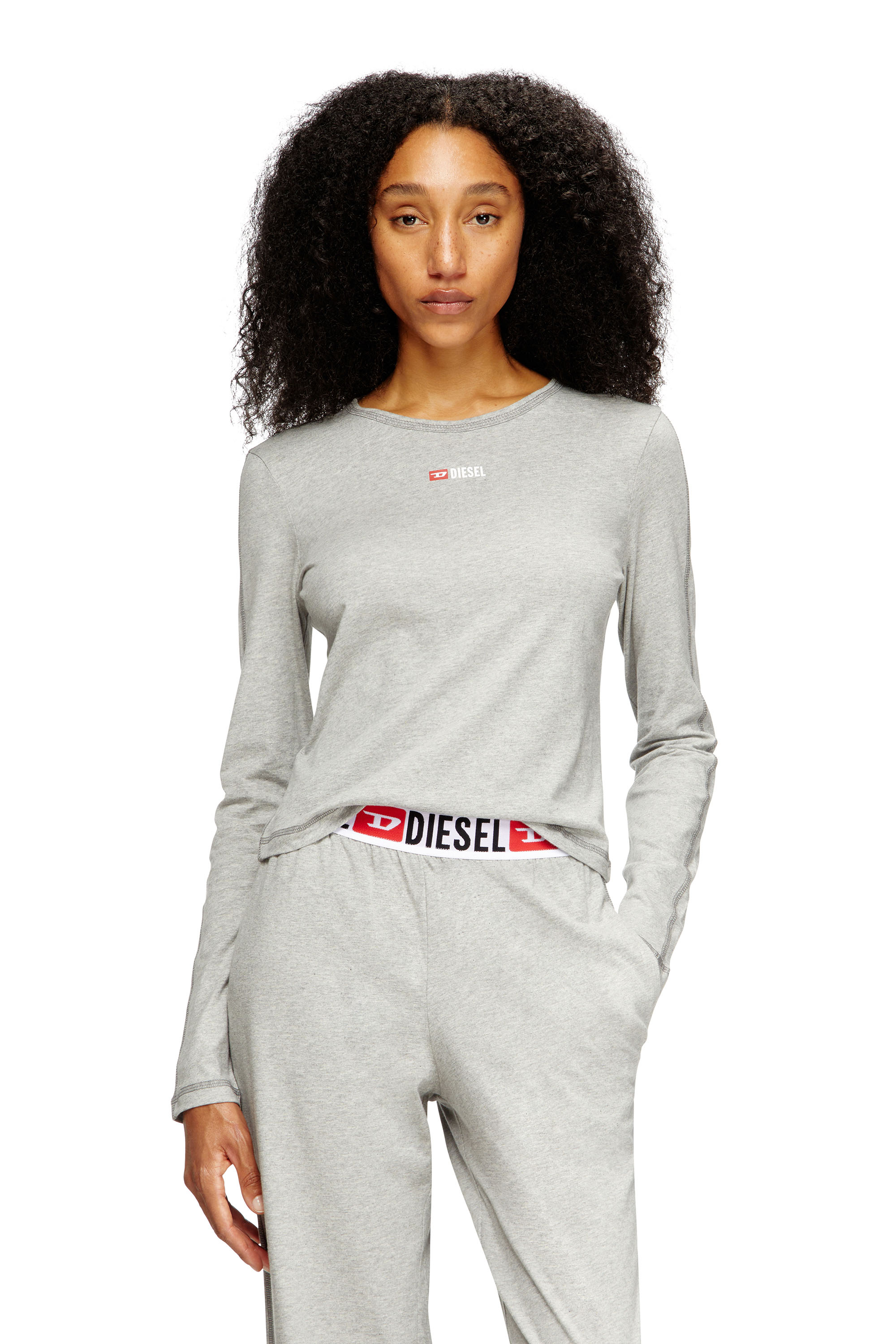 Diesel - SET-GILDA-D-CORE, Pyjama en coton stretch Femme in Gris - 3