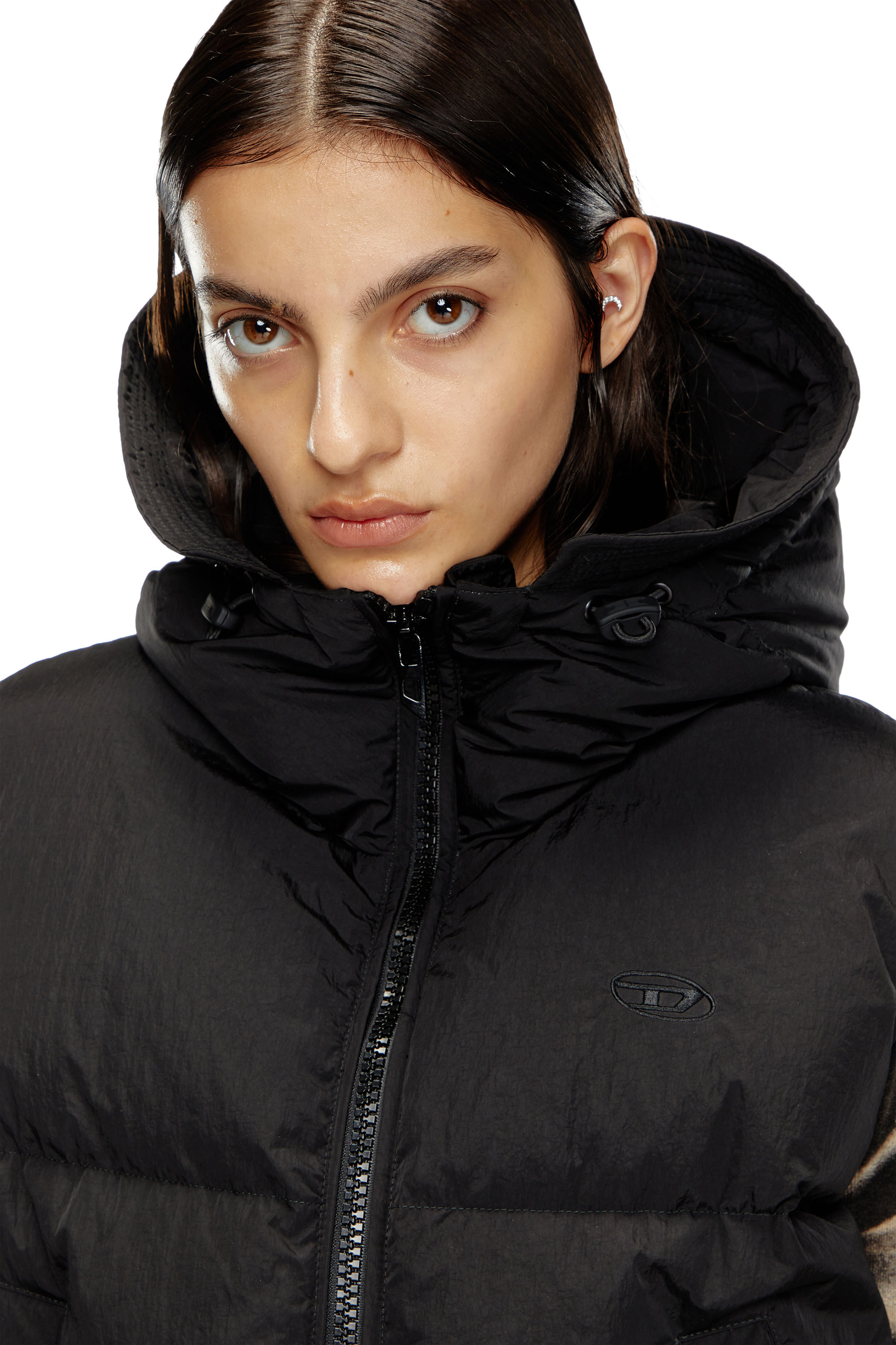 W-PEYT-SSL-NEW-P1, Noir Diesel - W-PEYT-SSL-NEW-P1, Gilet sans manches à capuche en nylon froissé Femme in Noir - 5