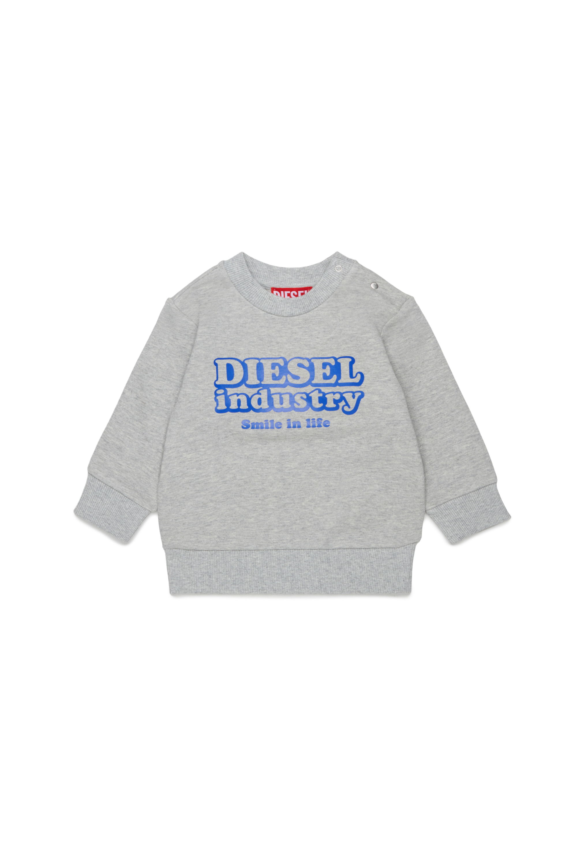 Diesel - SLODIMB, Man's Cotton sweatshirt with Diesel Industry print in Grey - 1