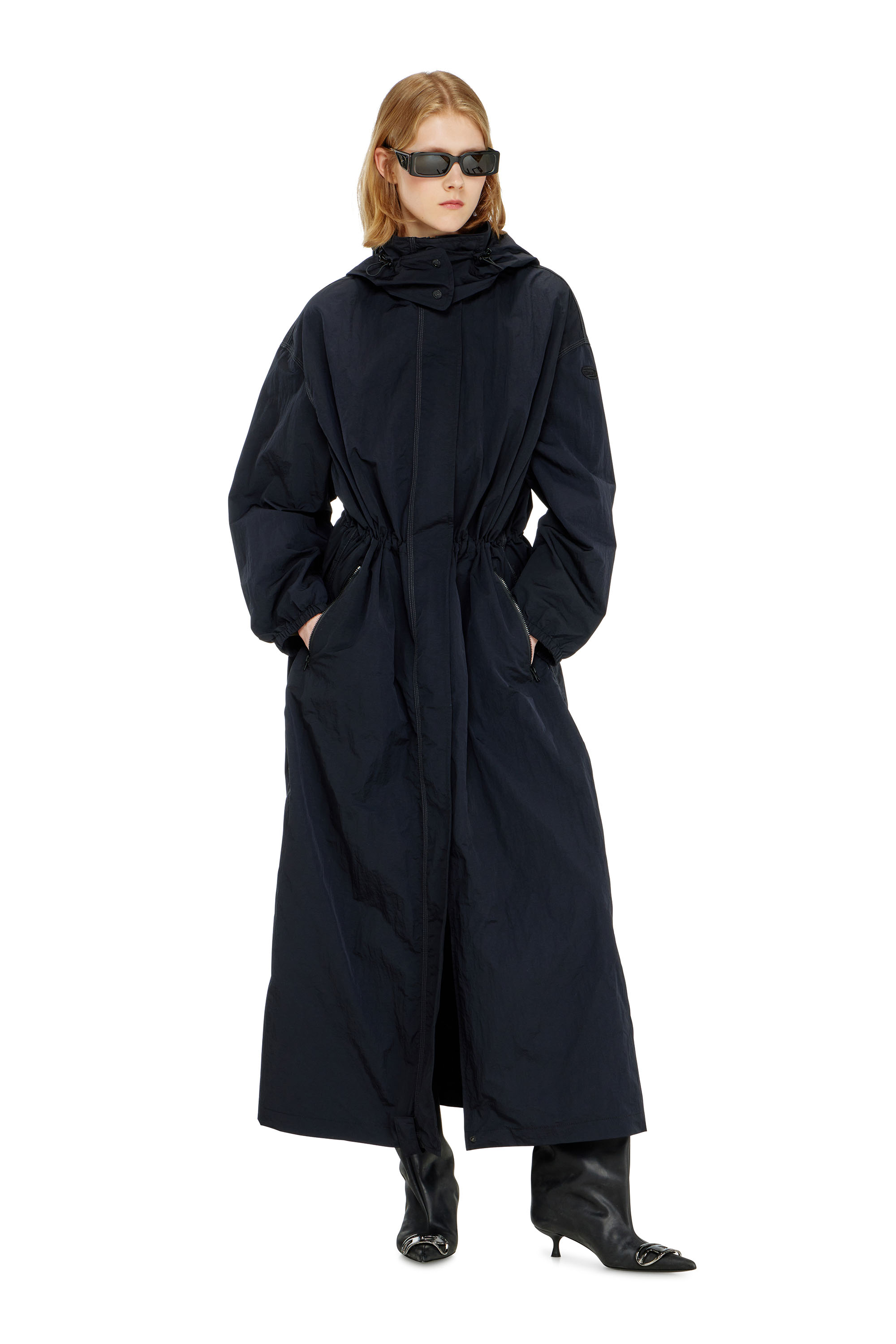 Diesel - G-ASTER-T1, Trench en nylon avec capuche amovible Femme in Bleu - 1