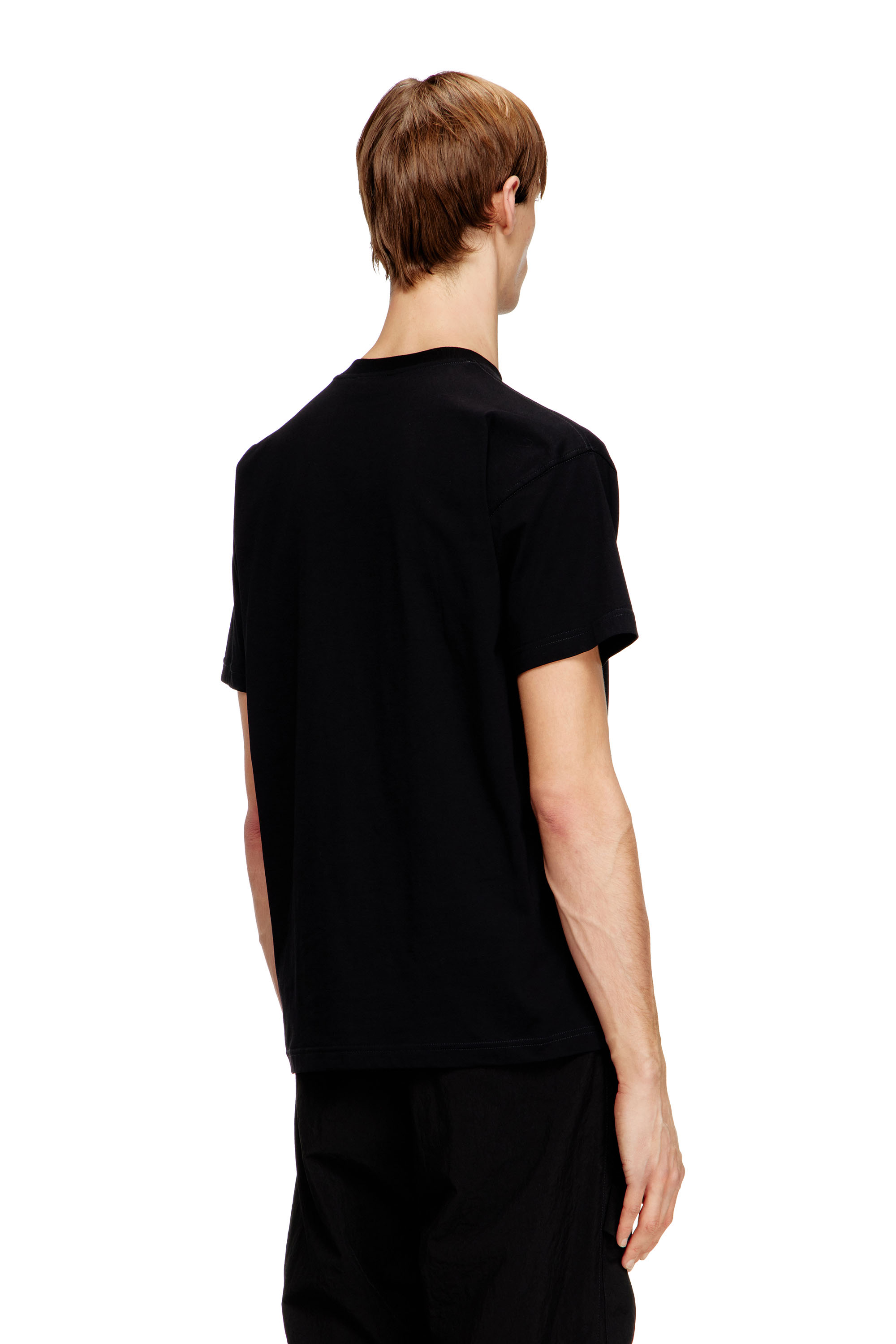 Diesel - T-NORM-V16, T-shirt r&eacute;guli&egrave;re en coton avec broderie Diesel Homme in Noir - 4