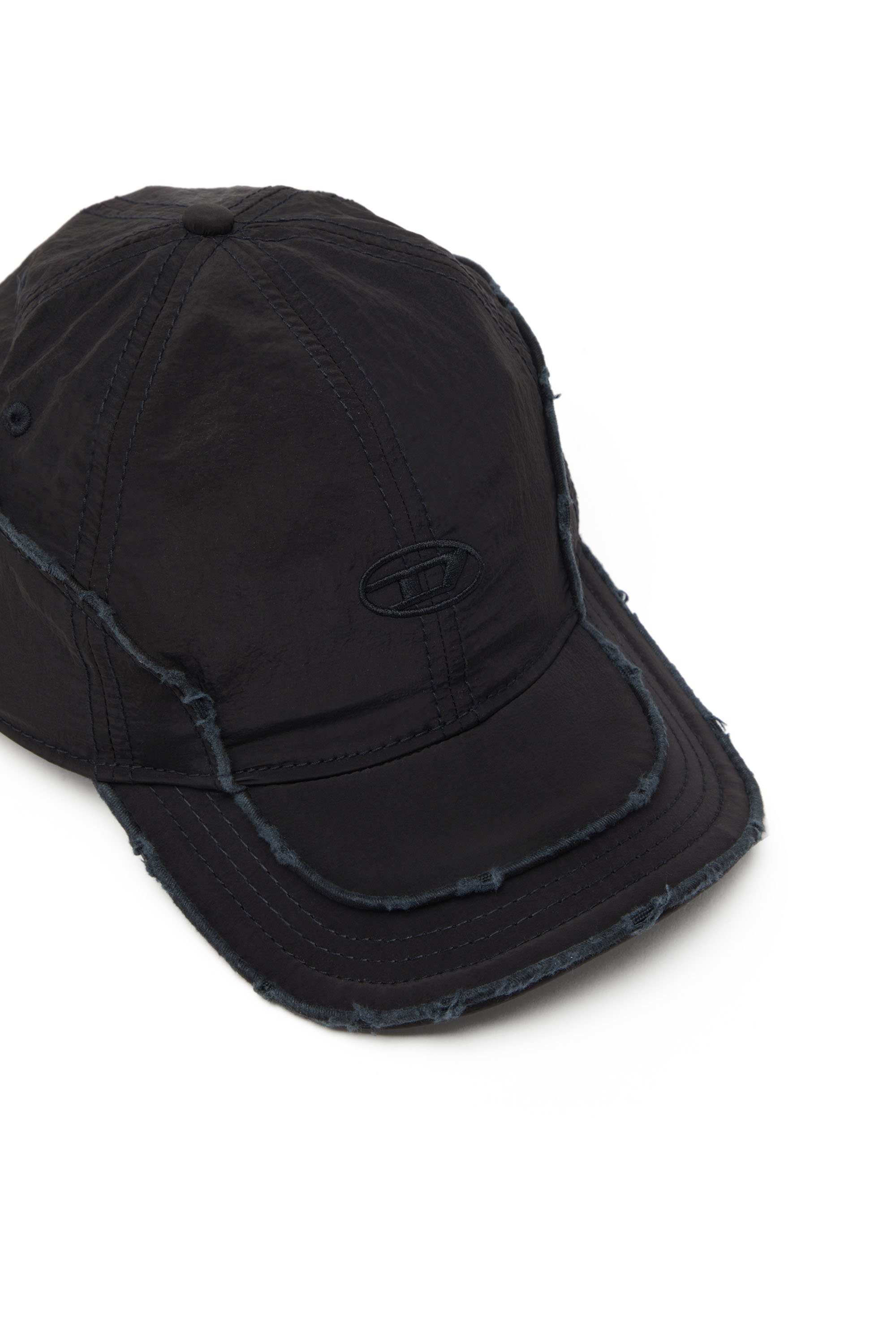 Diesel - C-ONNOR, Casquette de baseball en nylon froissé avec D ton sur ton Homme in Noir - 4