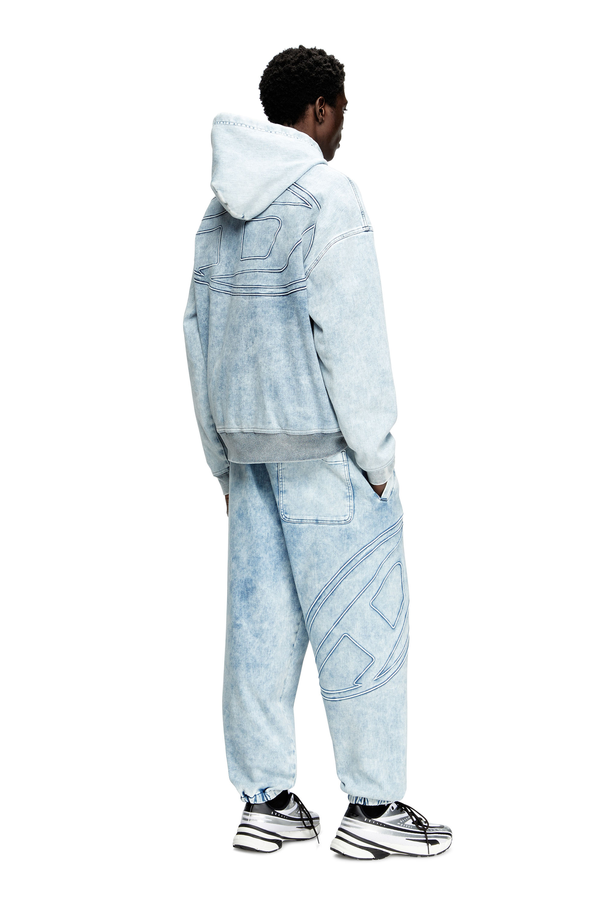 Diesel - D-REBBIT-S-TRACK, Sweatshirt à capuche en denim marbré Mixte in Bleu - 2