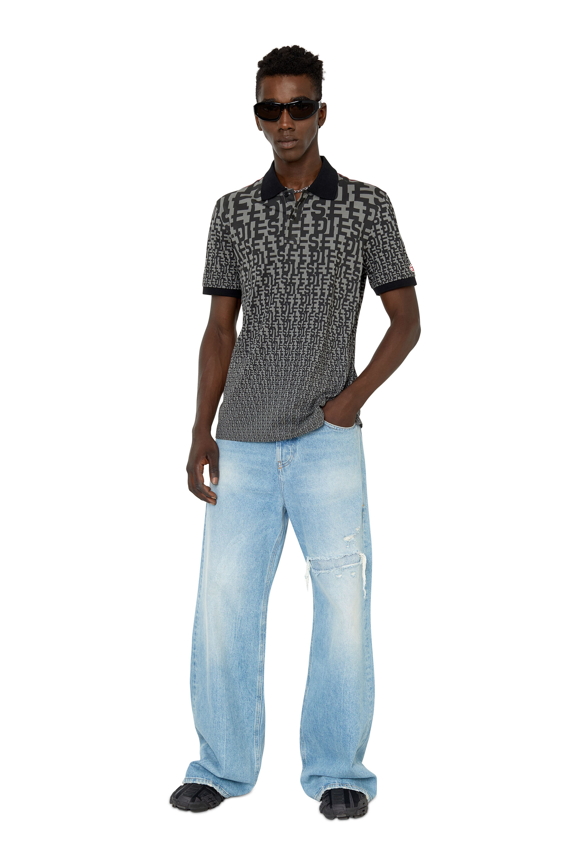 Homme Vêtements T-shirts T-shirts à manches longues Chemise Henley camouflage avec effet vintage DIESEL pour homme 