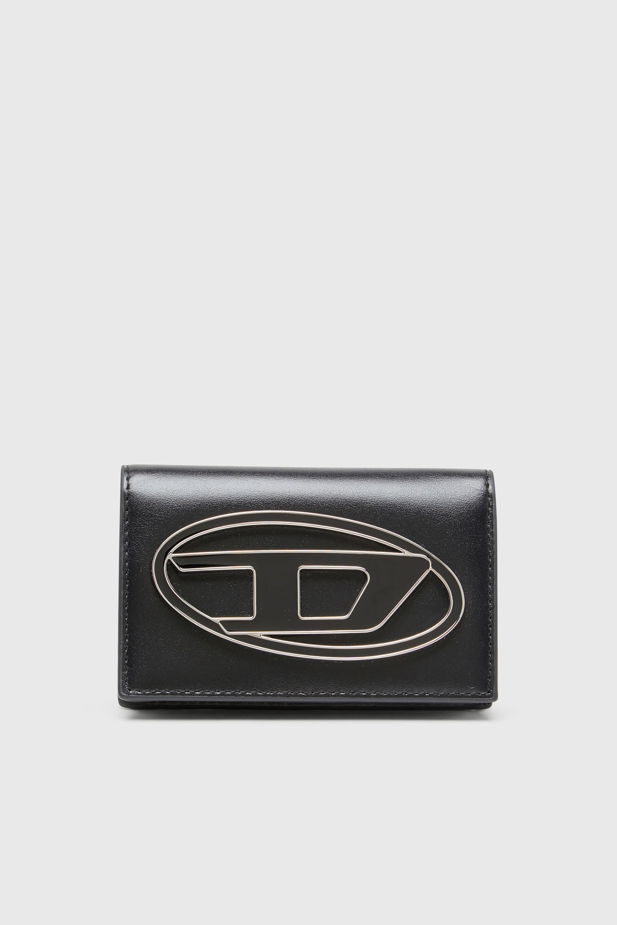 Diesel - 1DR CARD HOLDER IV, Porte-cartes en cuir avec Oval D &eacute;maill&eacute; Femme in Noir - 1