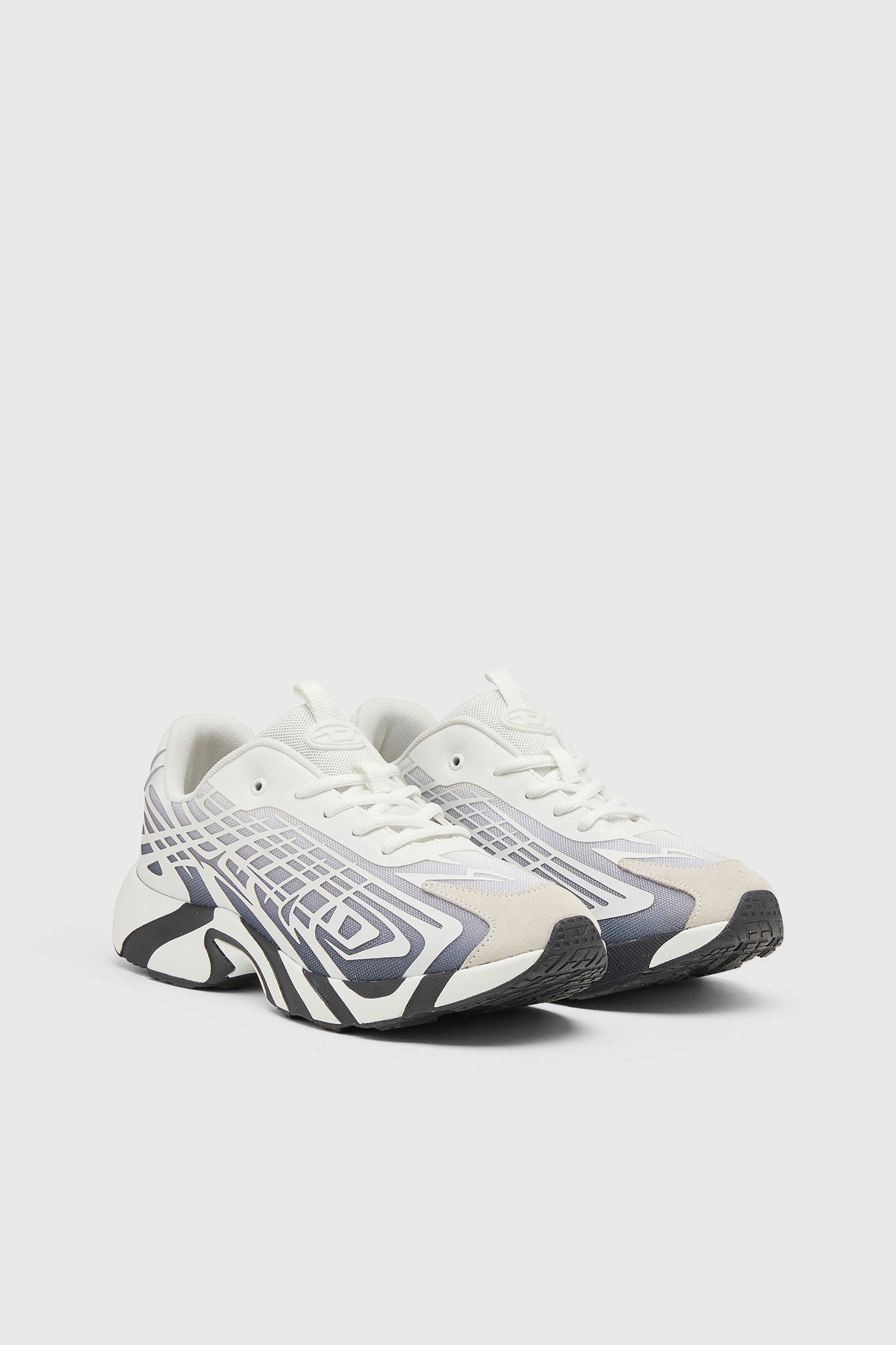Diesel - S-D-VIT'S 500 LOW, D-Vit-Sneakers en mesh d&eacute;grad&eacute; ray&eacute; Homme in Blanc - 2