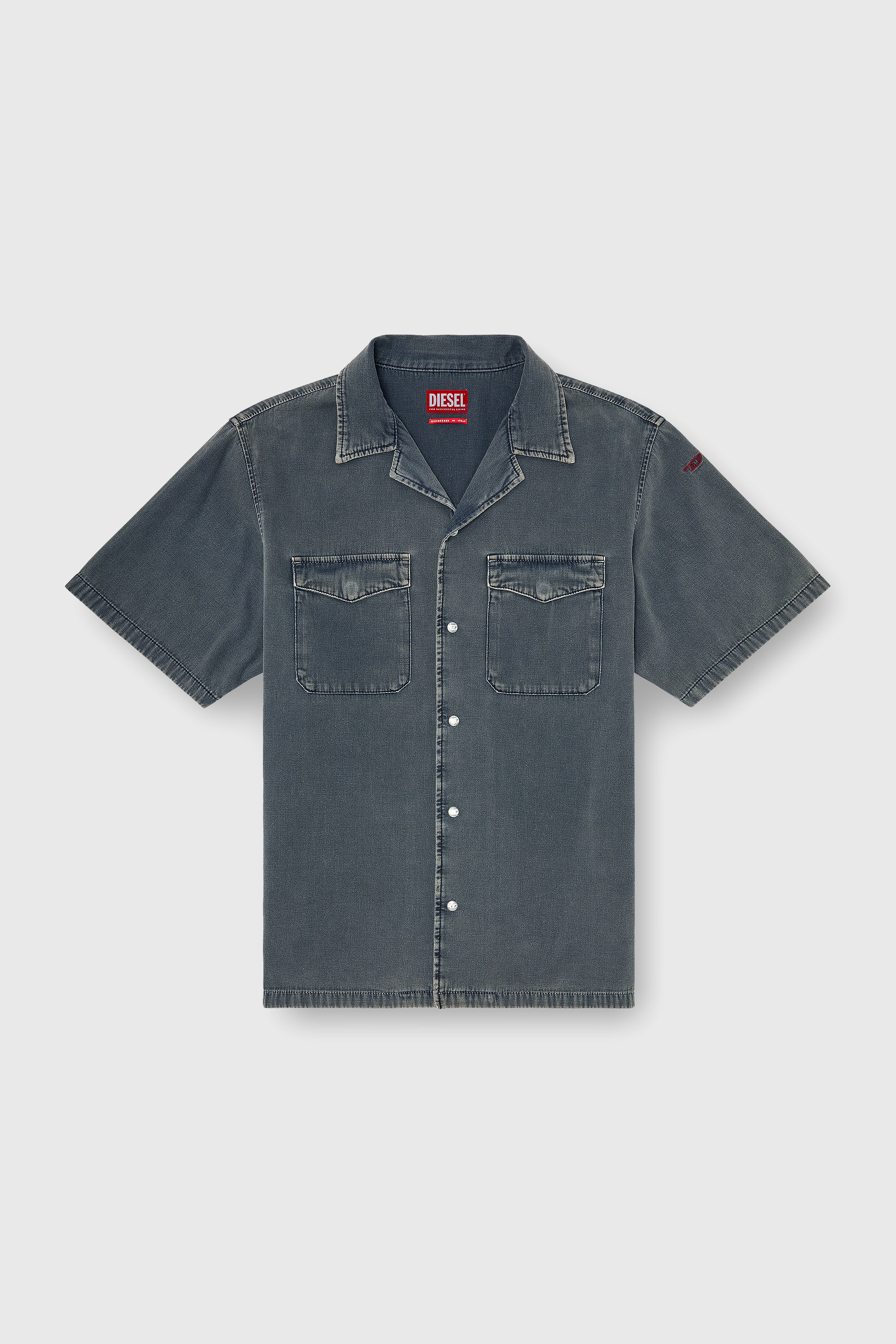 Diesel - D-NABIL-P, Chemise bowling en denim color&eacute; Homme in Gris - 2