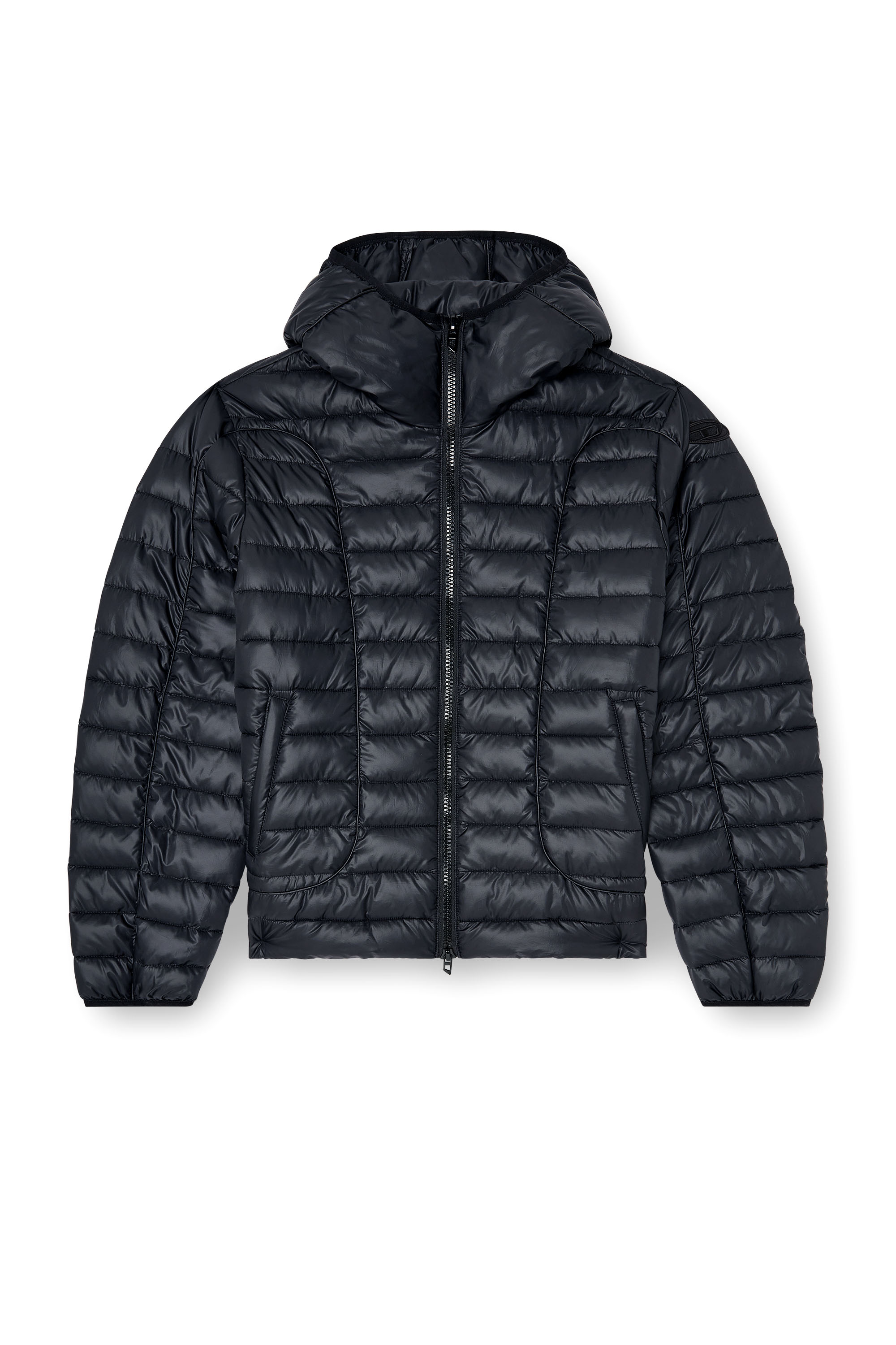 Diesel - W-STONE-WRD, Doudoune avec passepoil ton sur ton Homme in Noir - 2
