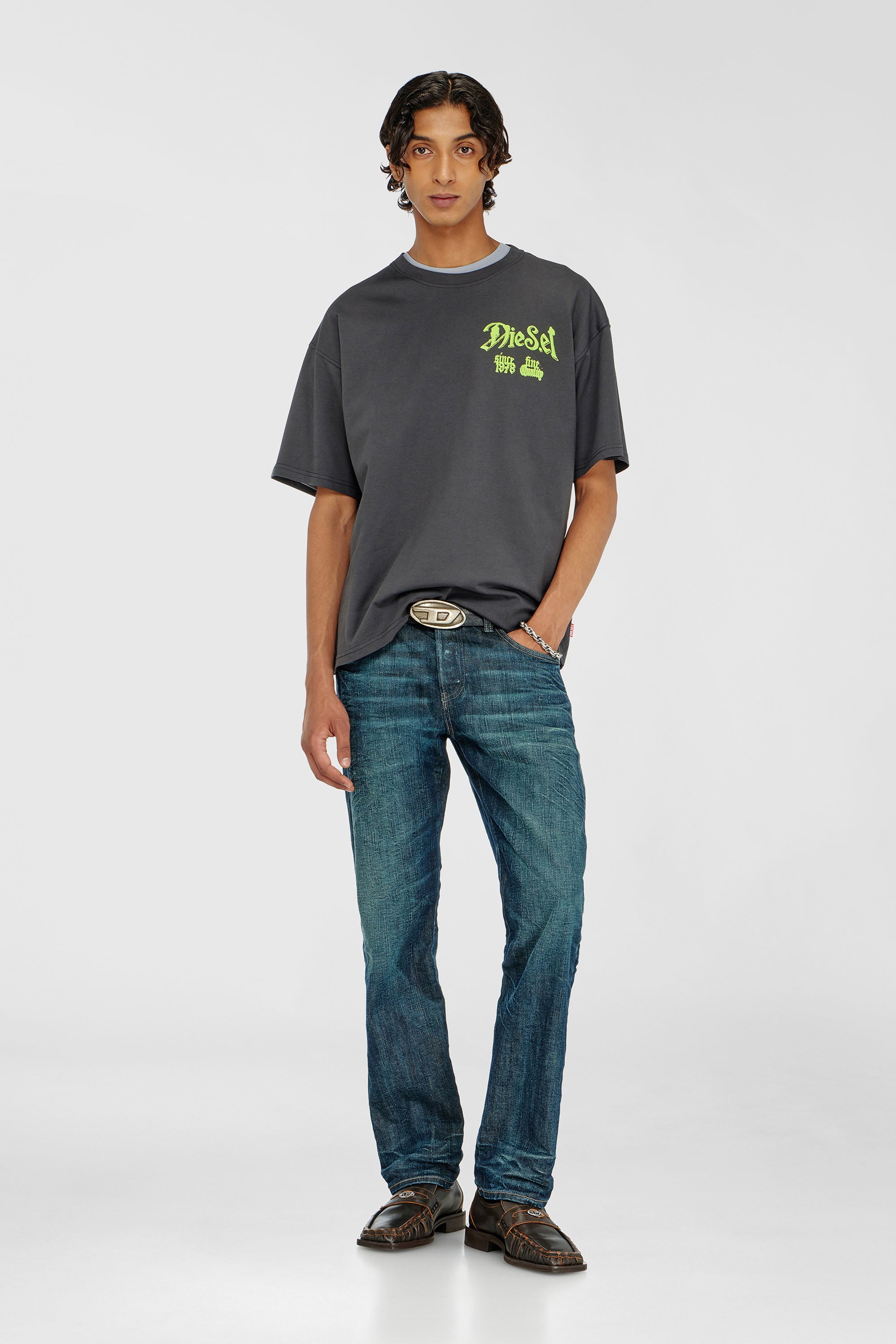 Diesel - T-BOXT-AA2, T-shirt en coton avec motif floqu&eacute; Homme in Gris - 2