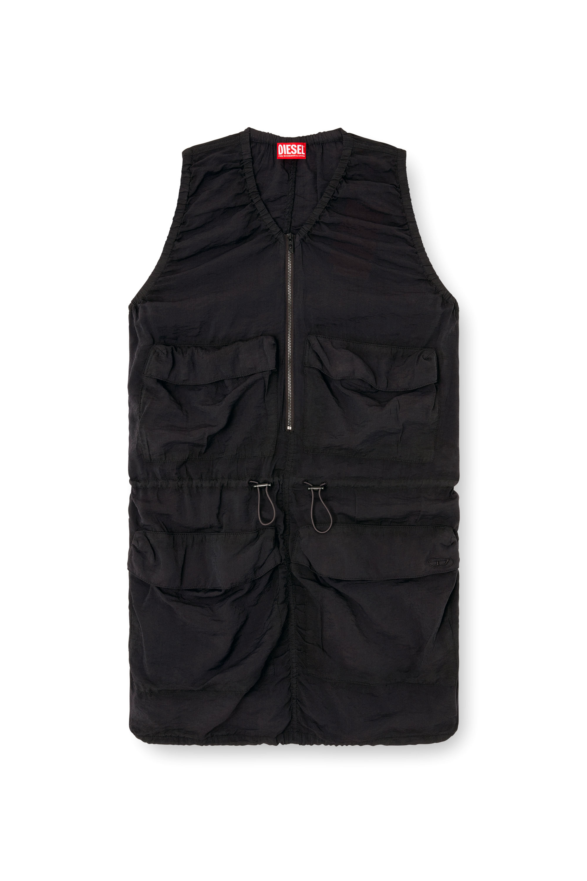 Diesel - D-RESDEN, Robe cargo en viscose et nylon traités Femme in Gris - 2