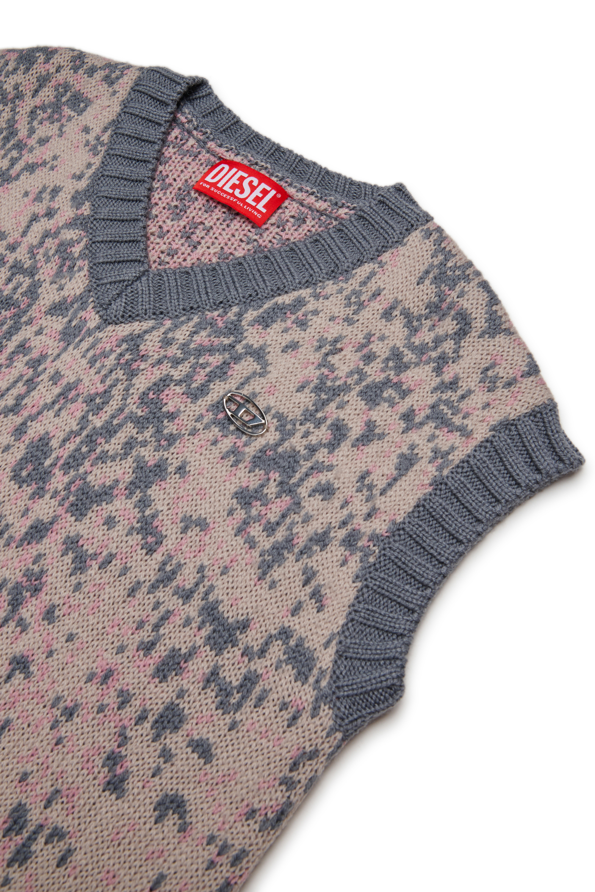 Diesel - DIAMA, Robe en laine avec col en V Femme in Rose - 3