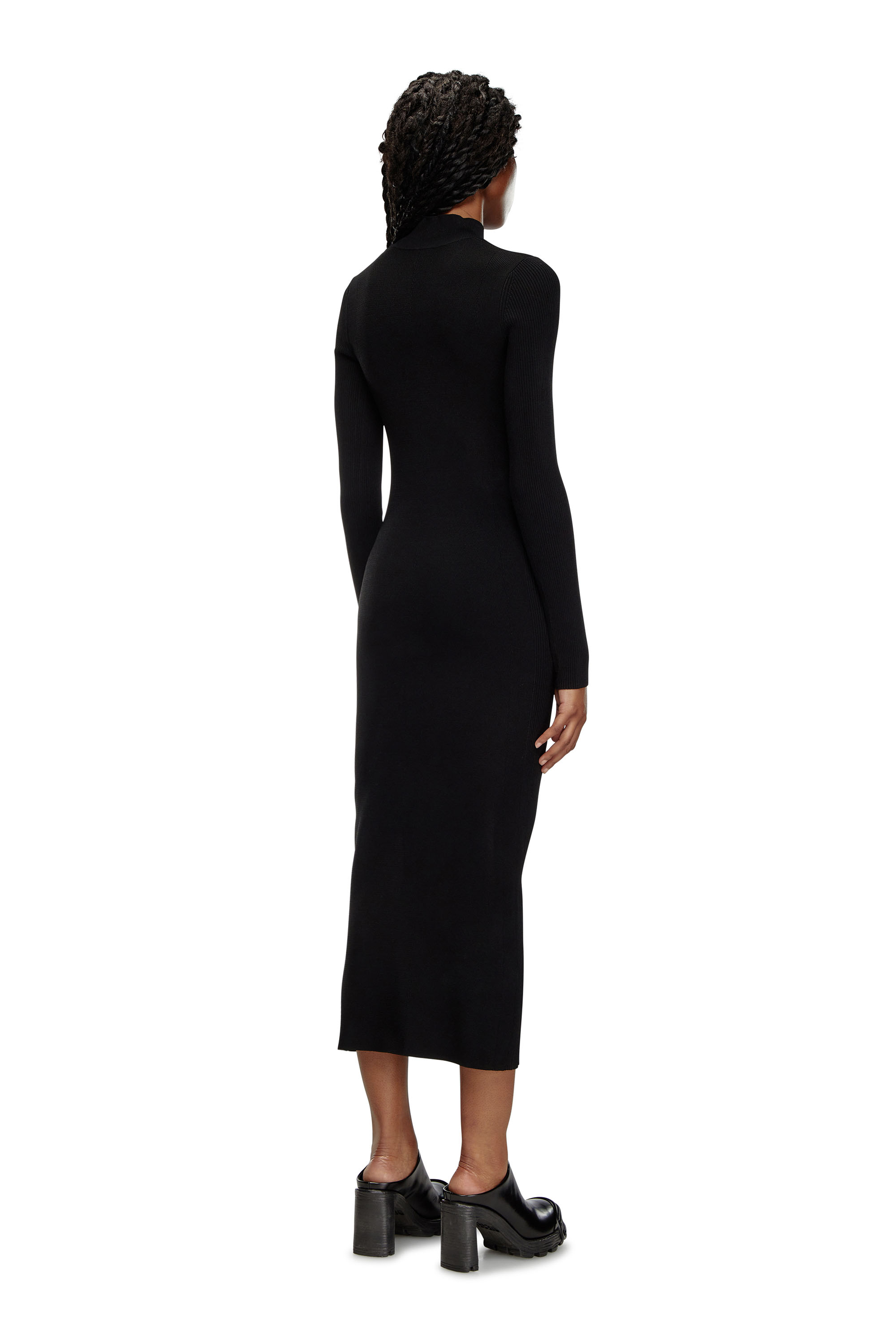 Diesel - M-ZARY-B, Robe midi en maille côtelée Femme in Noir - 3