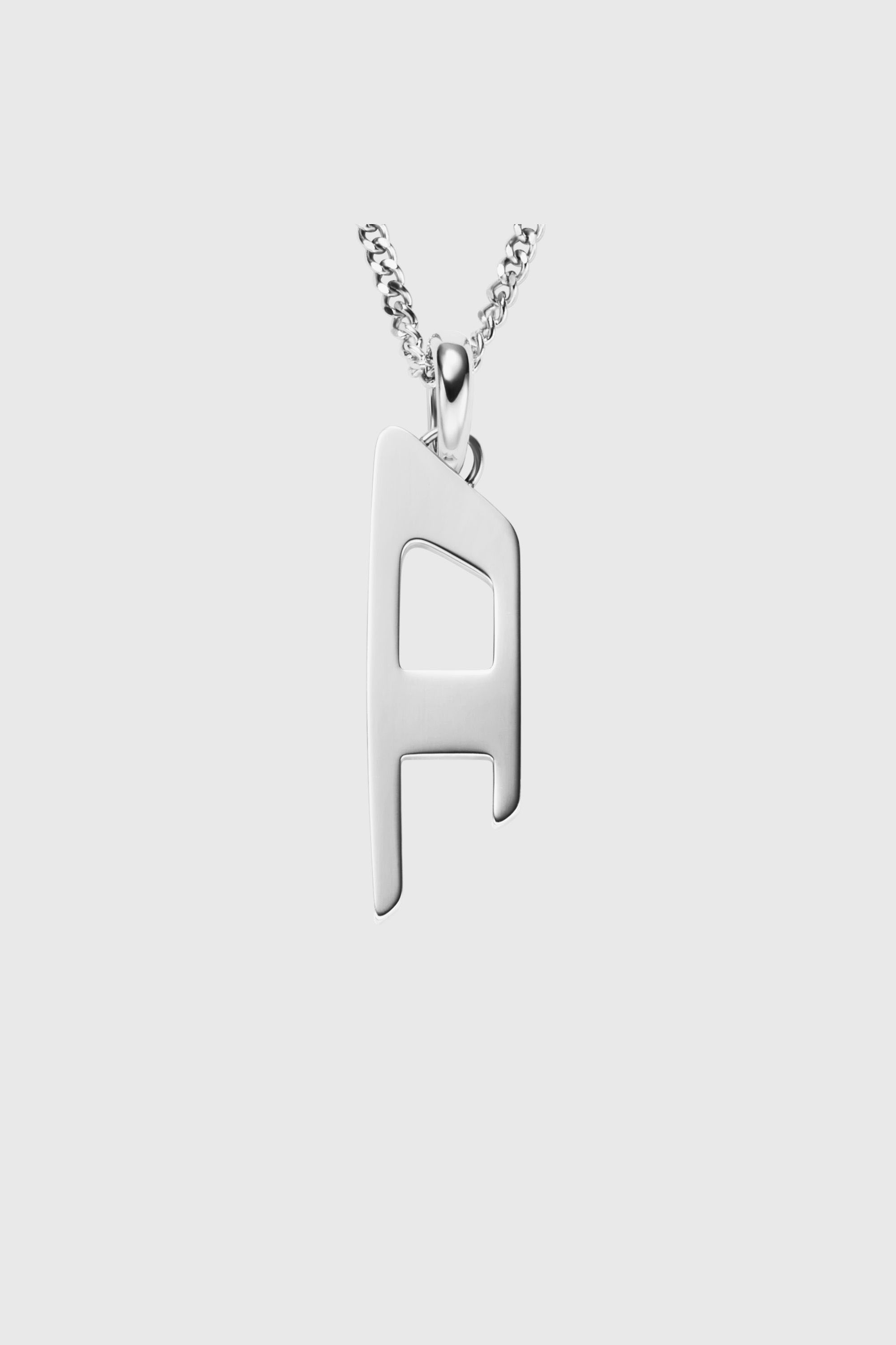 Diesel - DX1625040 JEWELLERY, Collier avec pendentif logo D en acier inoxydable Mixte in Gris argent&eacute; - 2