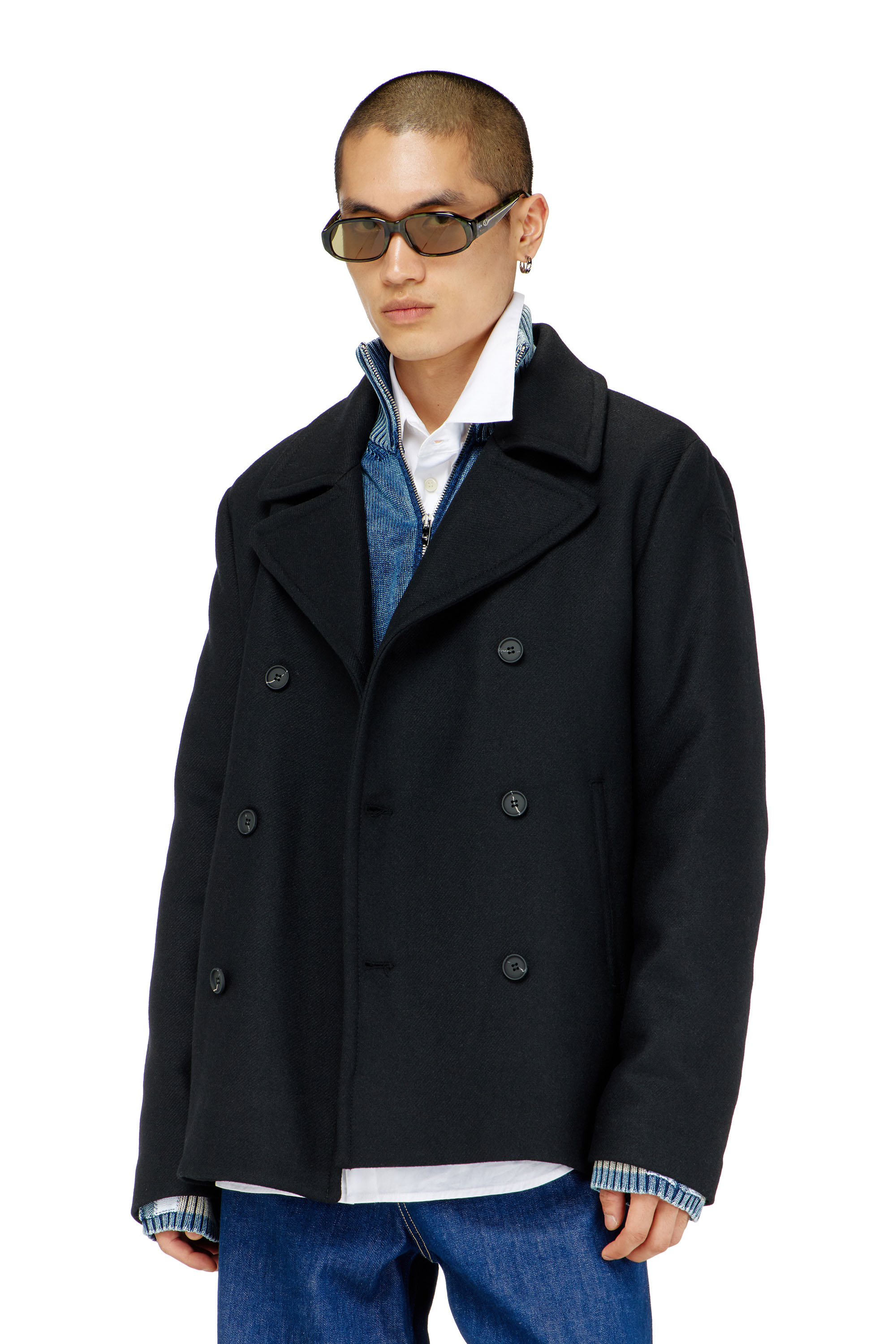 Diesel - W-HALEY-WRD, Caban en m&eacute;lange de laine feutr&eacute;e Homme in Noir - 1