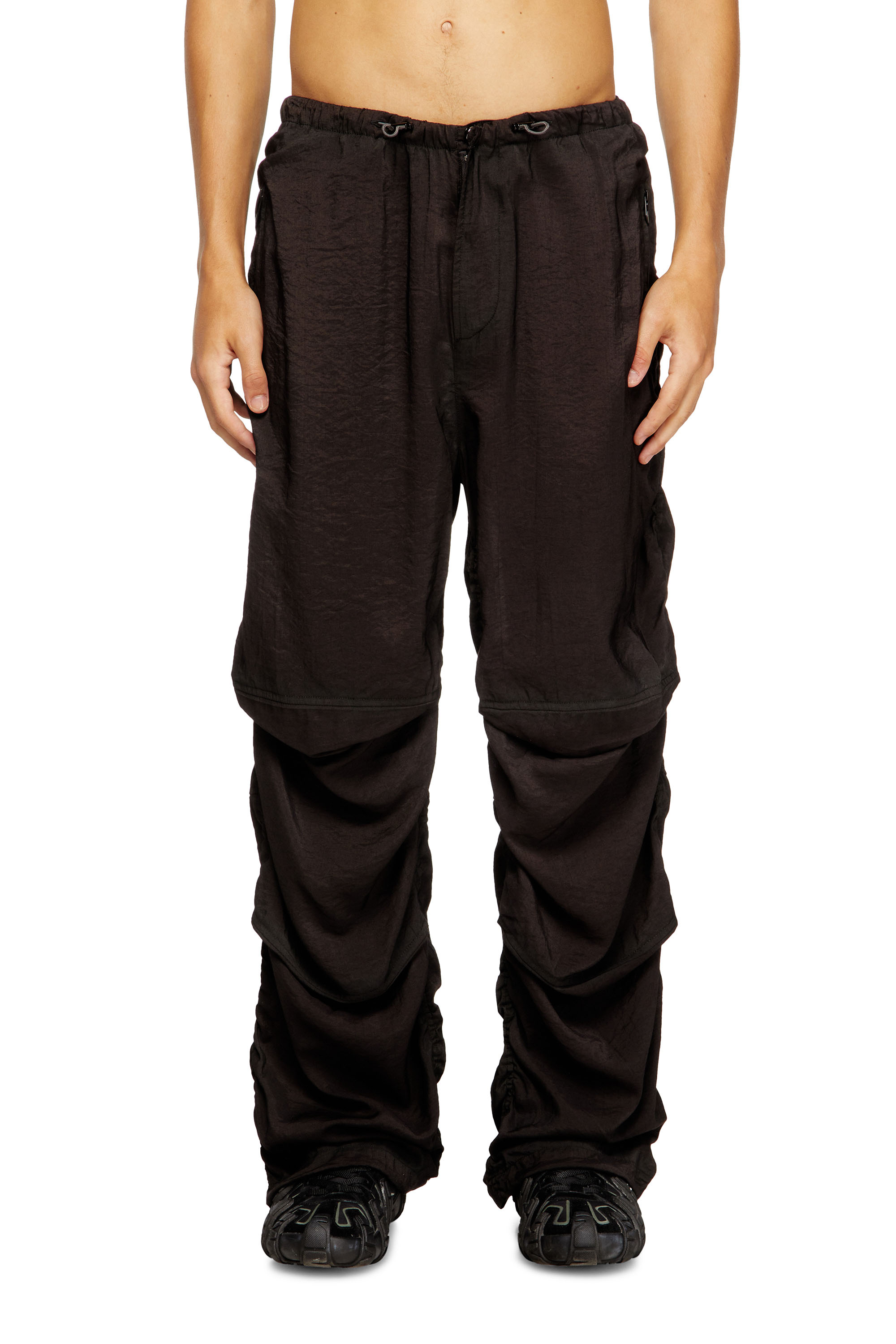 Diesel - P-DAILY, Pantalon utilitaire en tissu léger et froissé Homme in Noir - 1