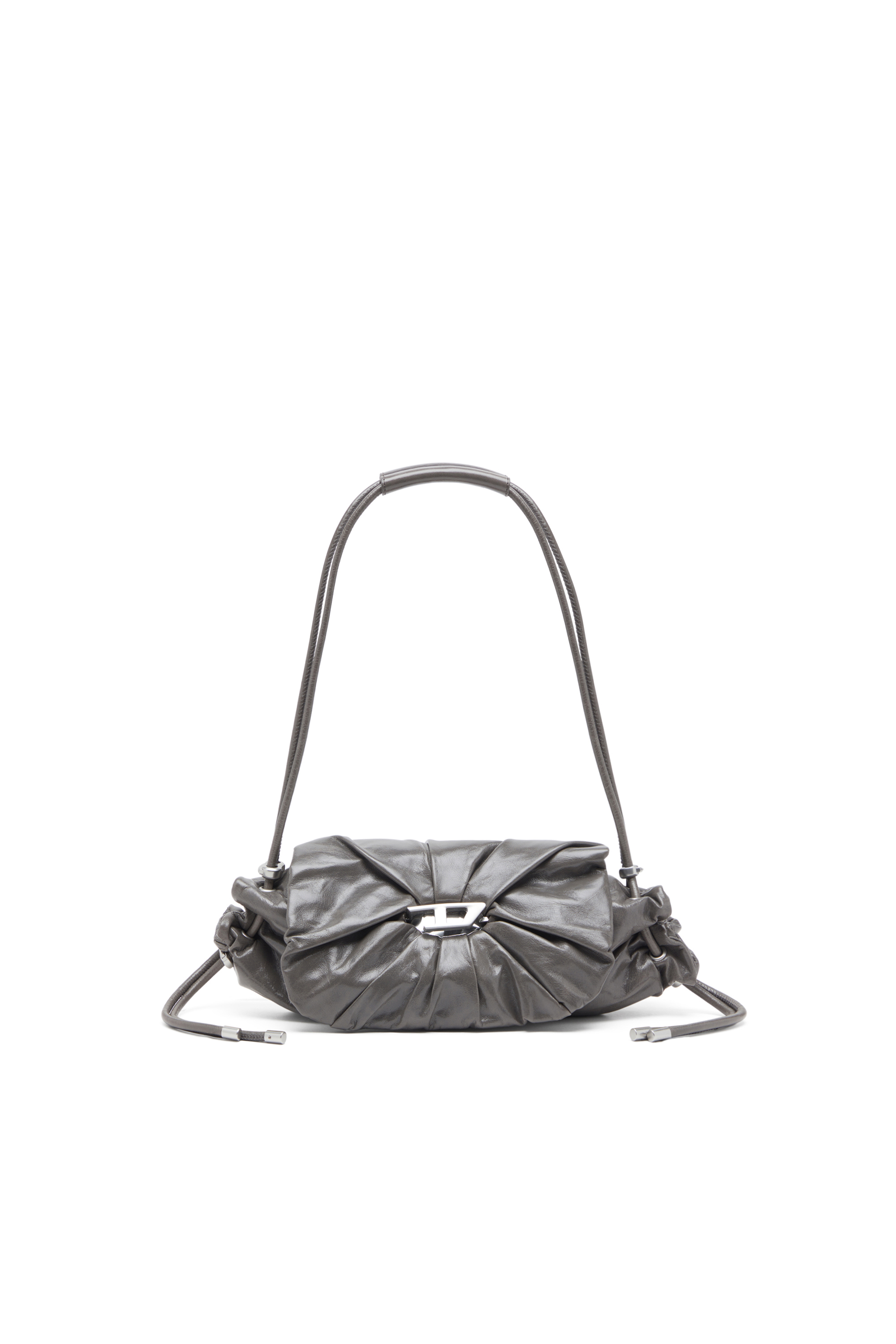 Diesel - SCRUNCH-D SHOULDER S, Scrunch-D S-Sac à bandoulière en cuir froissé Femme in Gris - 1