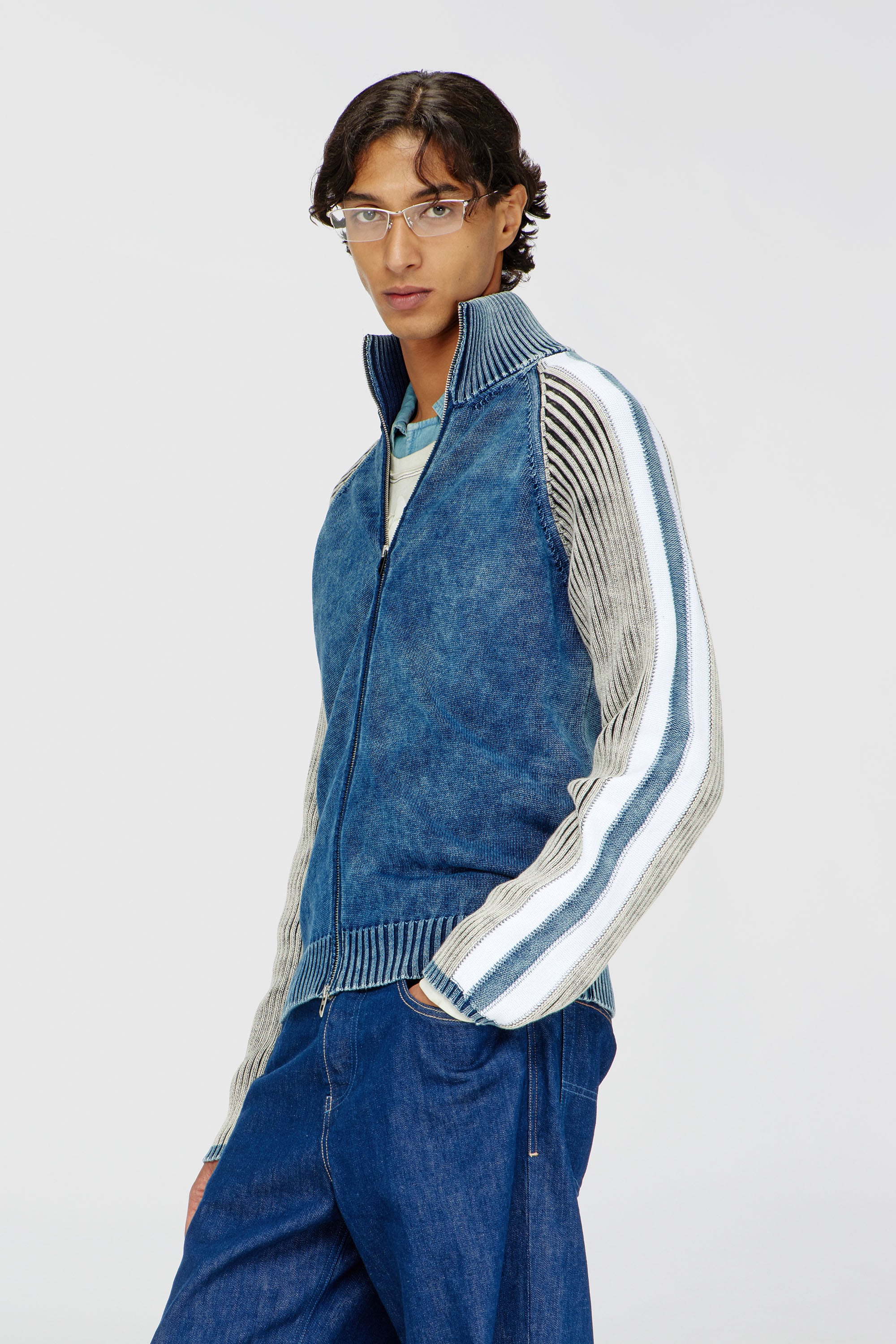Diesel - K-HERONIMO, Cardigan zipp&eacute; avec bandes sportives Homme in Polychrome - 1