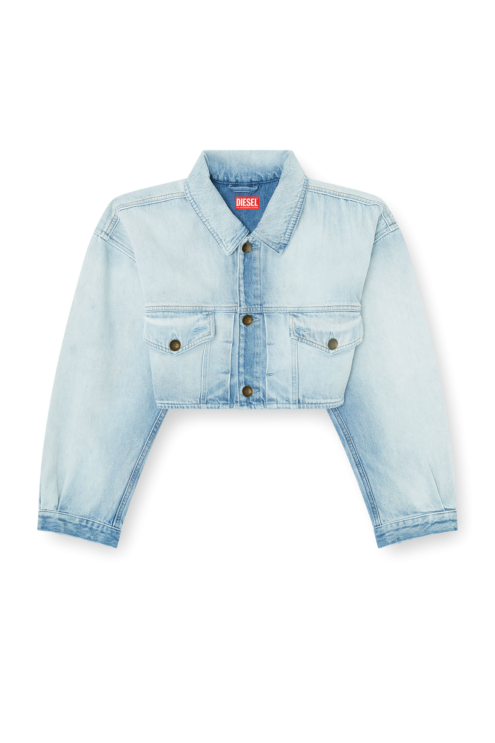 Diesel - DE-MALLEY-S, Veste trucker courte et oversize Femme in Bleu - 3