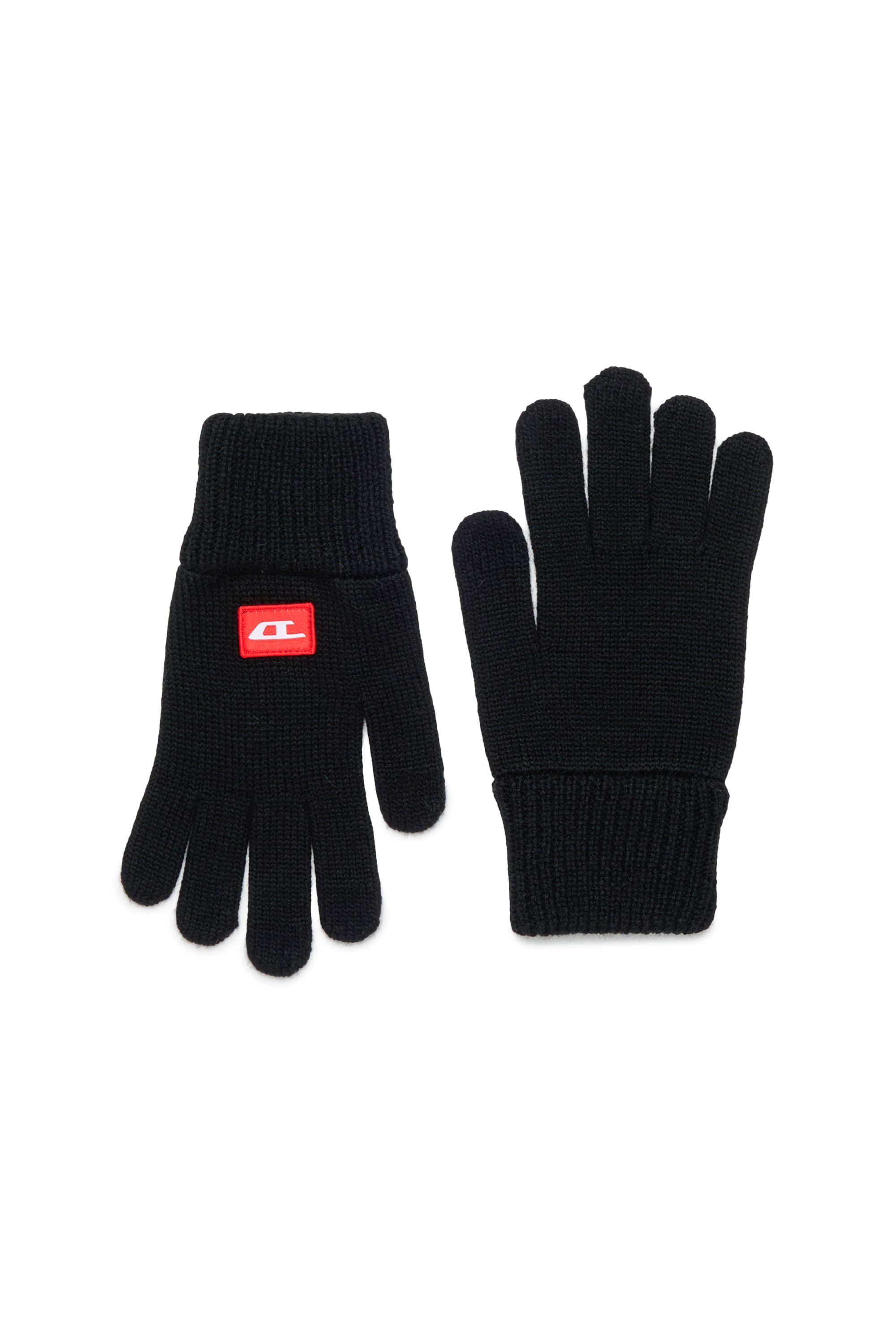 Diesel - NLOT, Gants tactiles en maille m&eacute;lang&eacute;e laine Mixte in Noir - 1