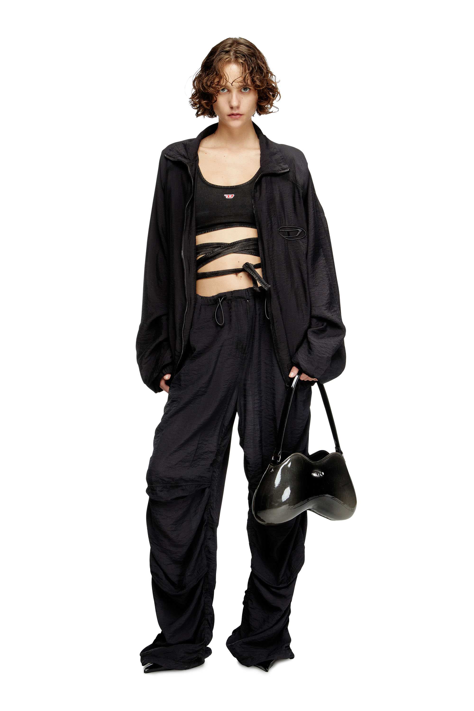 Diesel - T-LEYA-TAIL-R1, Débardeur effet denim avec lanières croisées Femme in Noir - 2